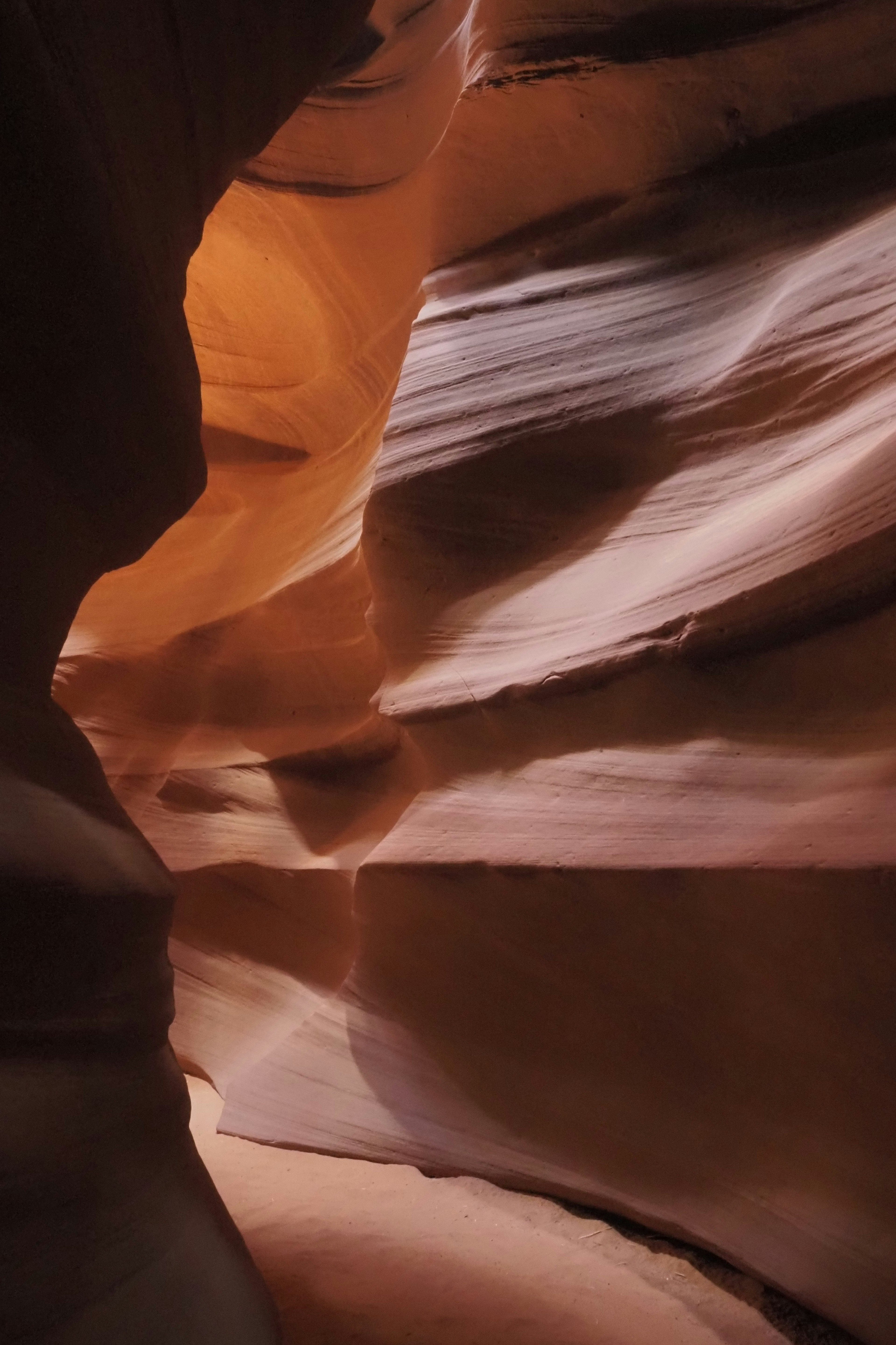 Antelope Canyon with smooth rock layers and light effects