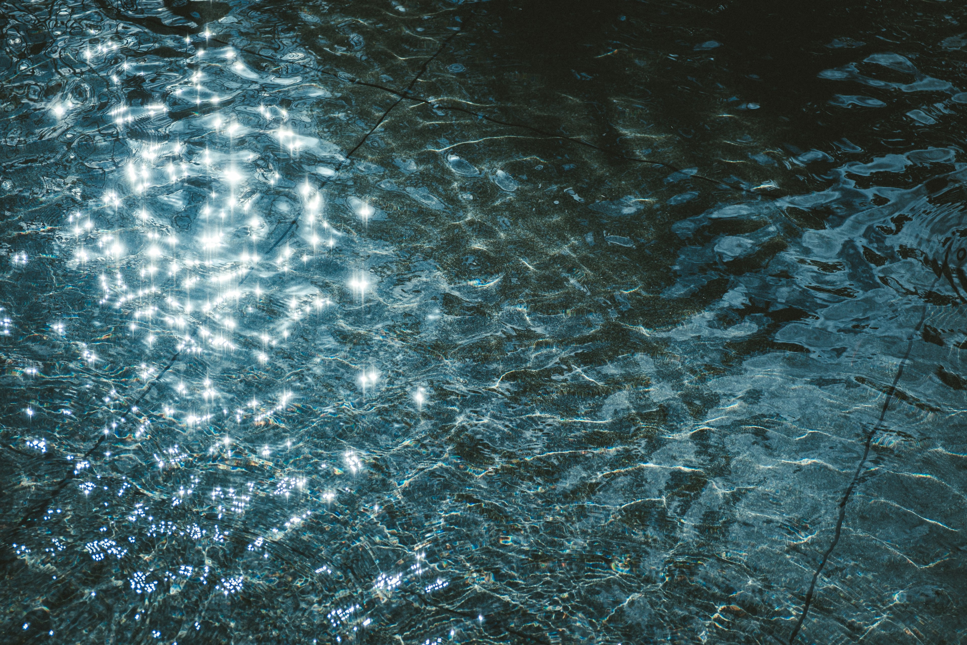 Rippling water surface reflecting light