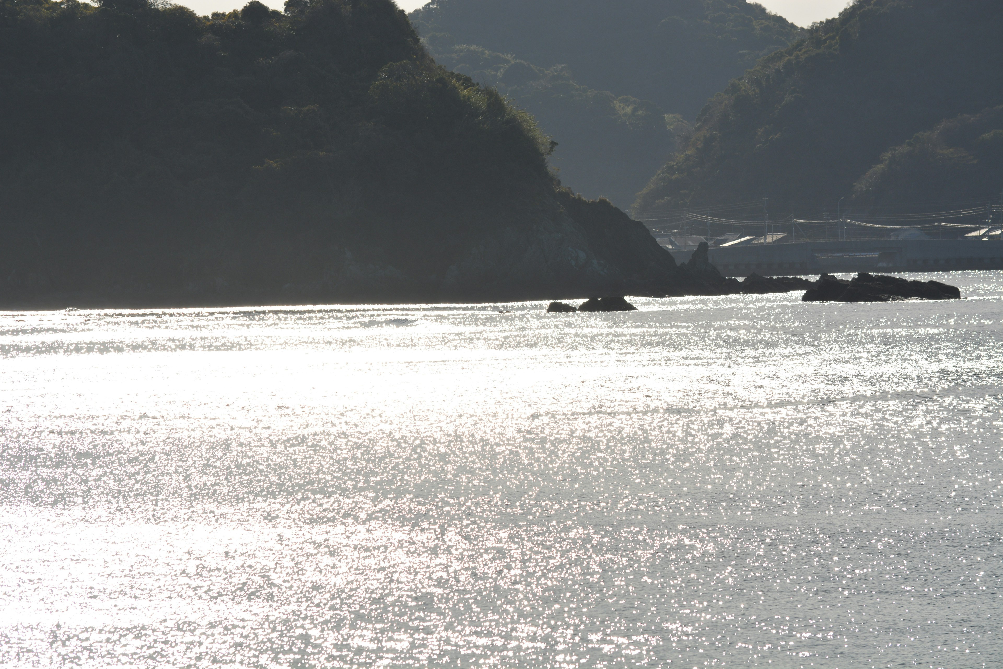 Serene seascape with shimmering water surface