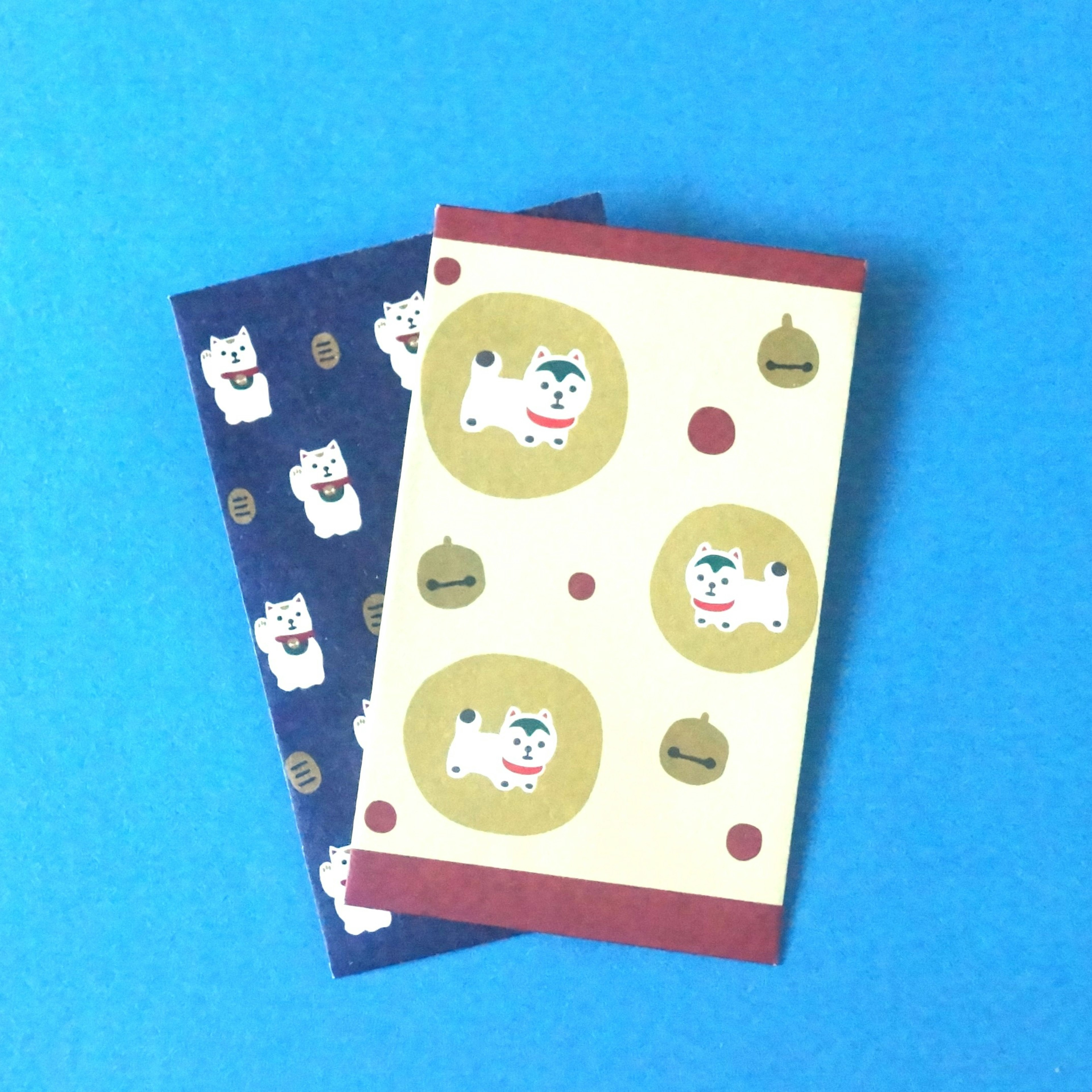 Two cute notebooks with illustrations on a blue background