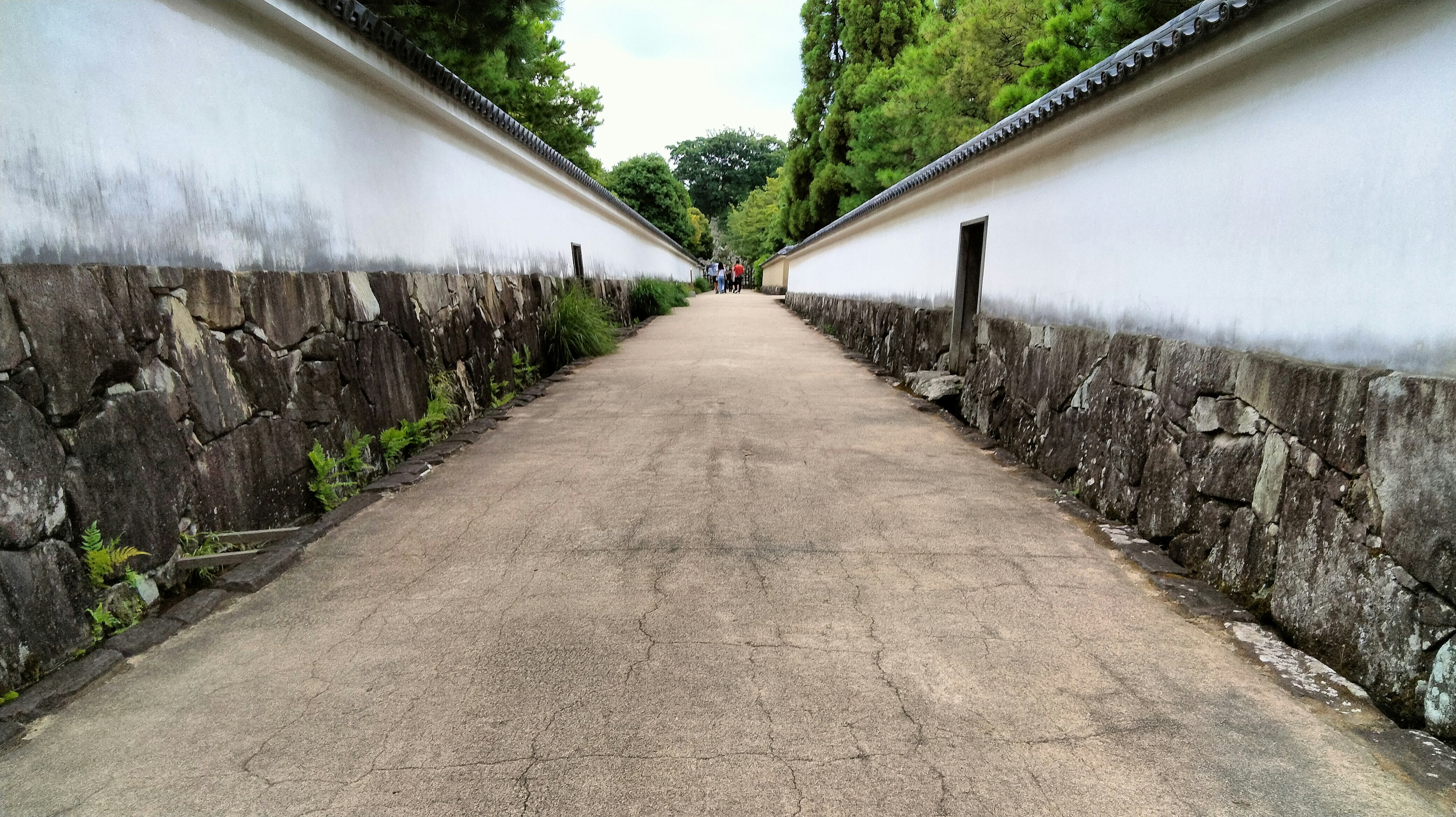 石造りの壁に囲まれた静かな通りが続く風景