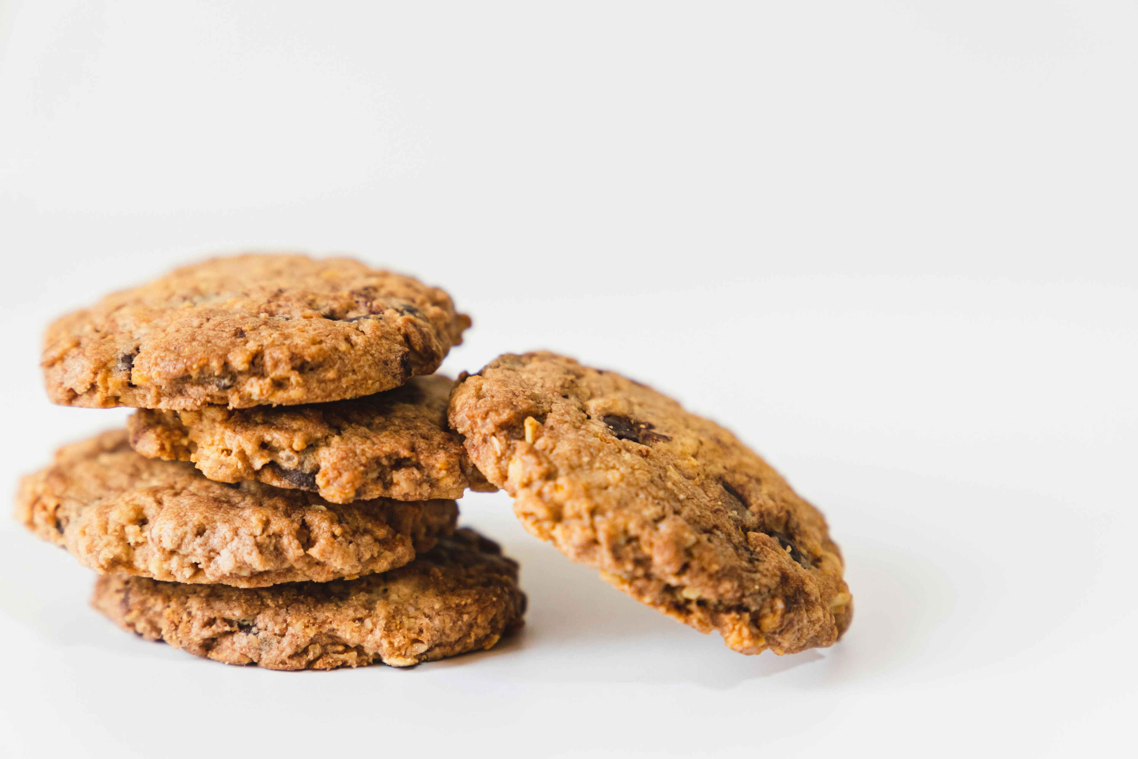 Stack of freshly baked oatmeal cookies