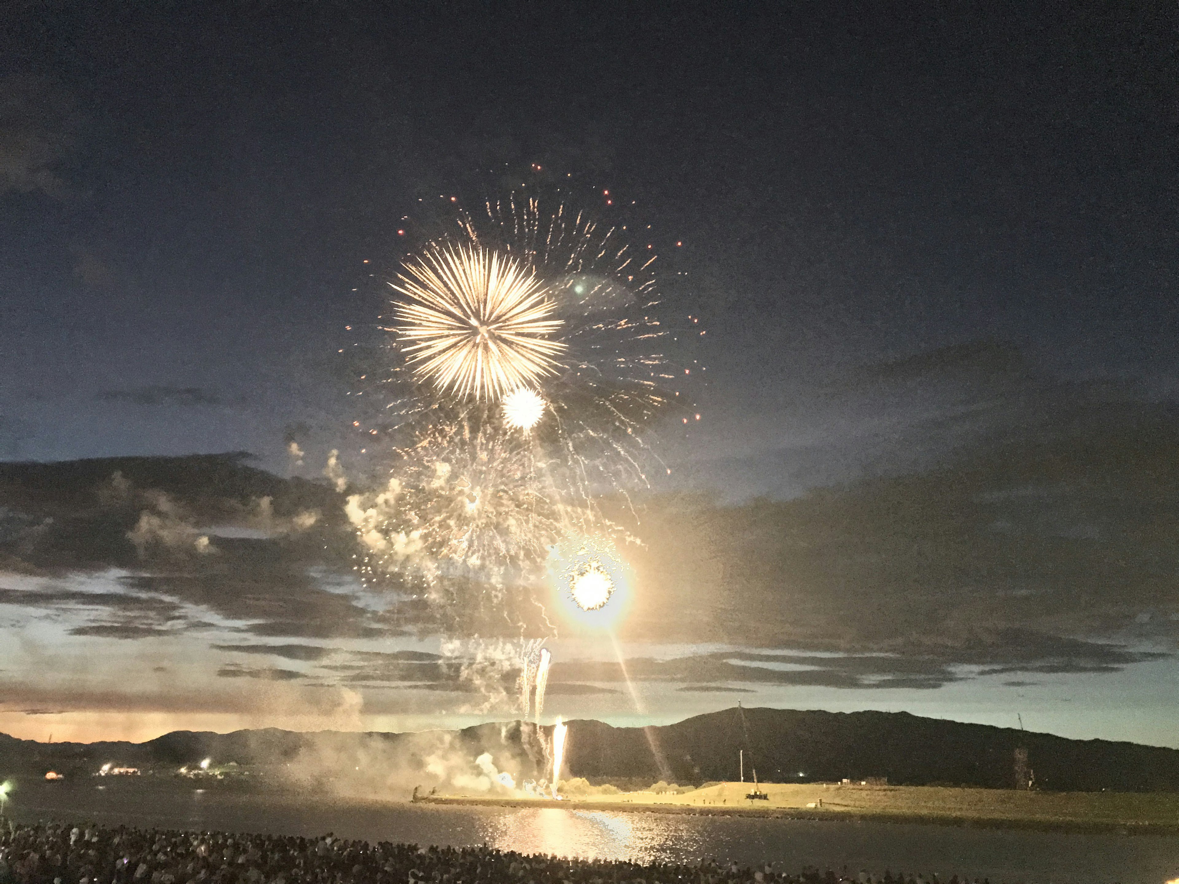 Schöne Feuerwerkshow, die den Nachthimmel erhellt