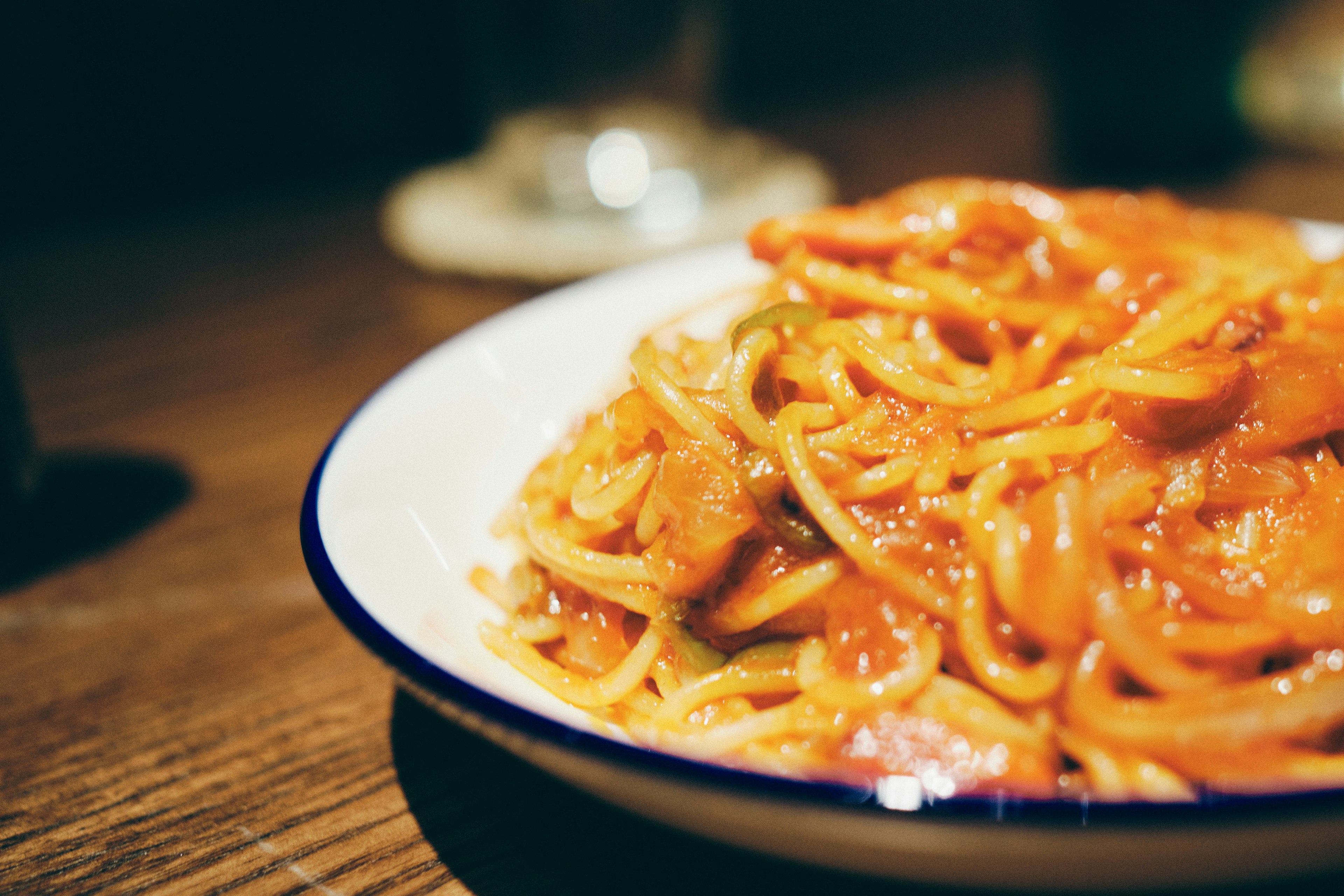 Plate of spaghetti with tomato sauce