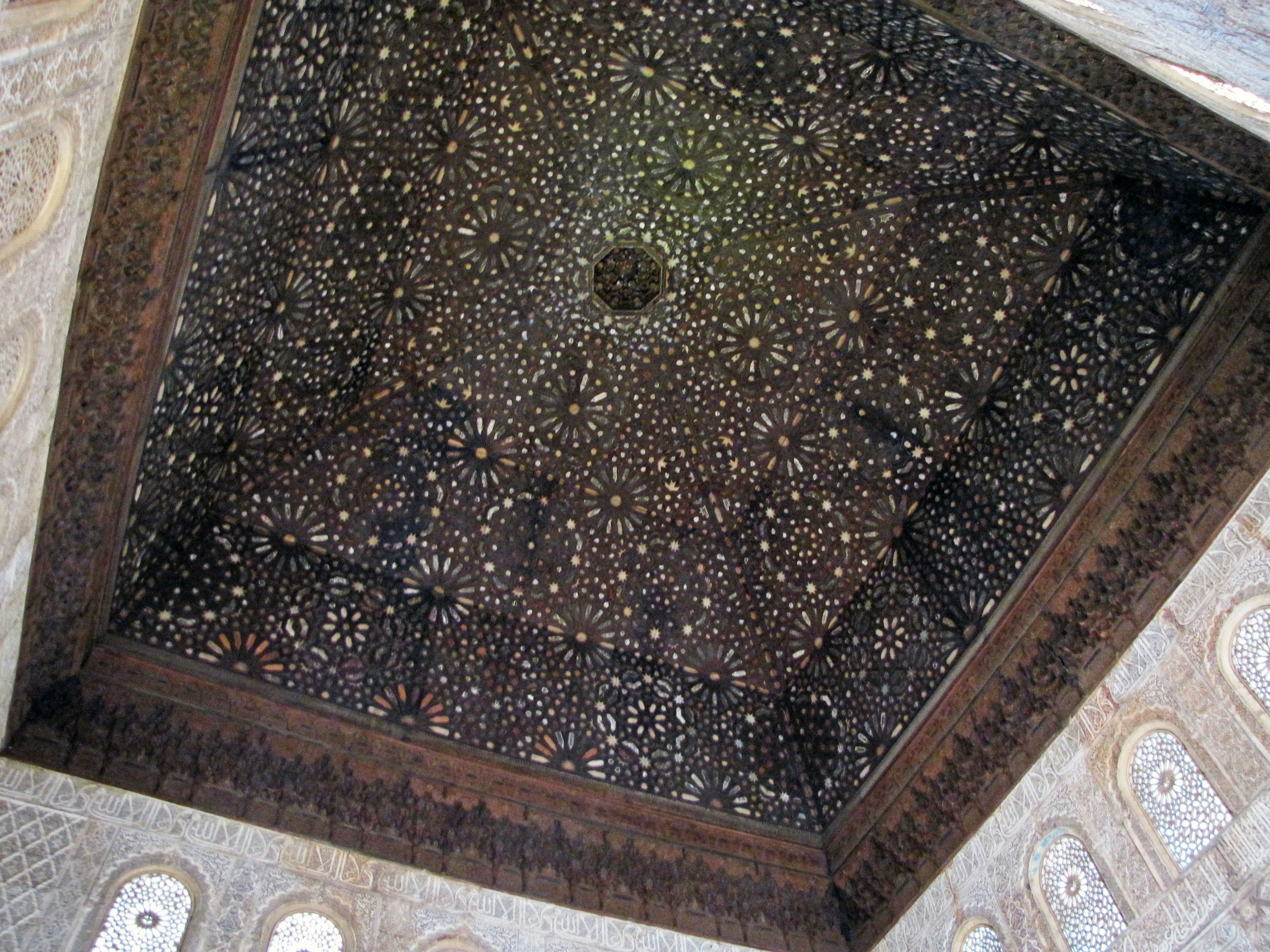 Photo of a beautifully decorated ceiling featuring prominent star patterns