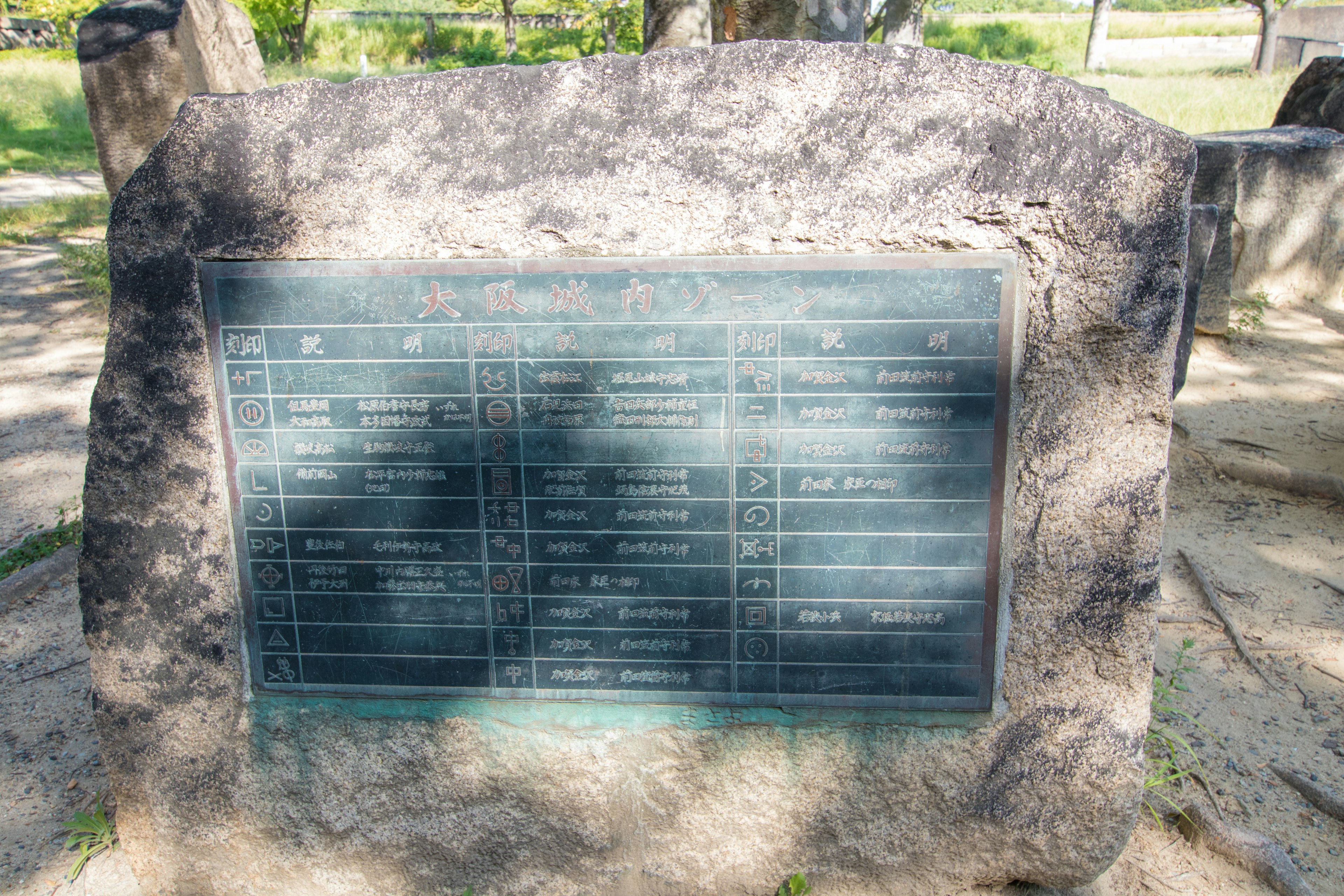 Plaque en bronze montée sur un monument en pierre