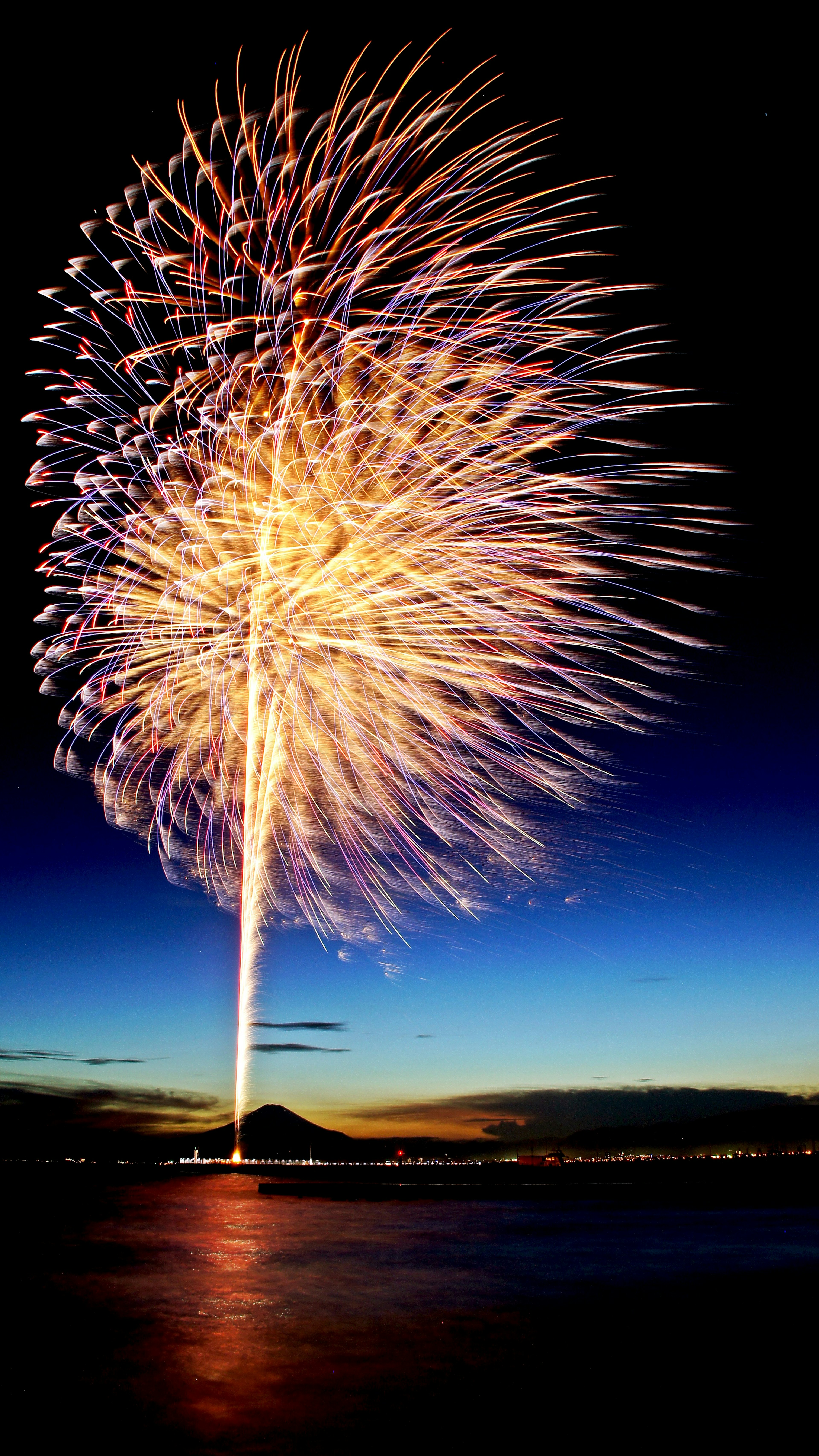 Impresionante toma de fuegos artificiales floreciendo en el cielo nocturno