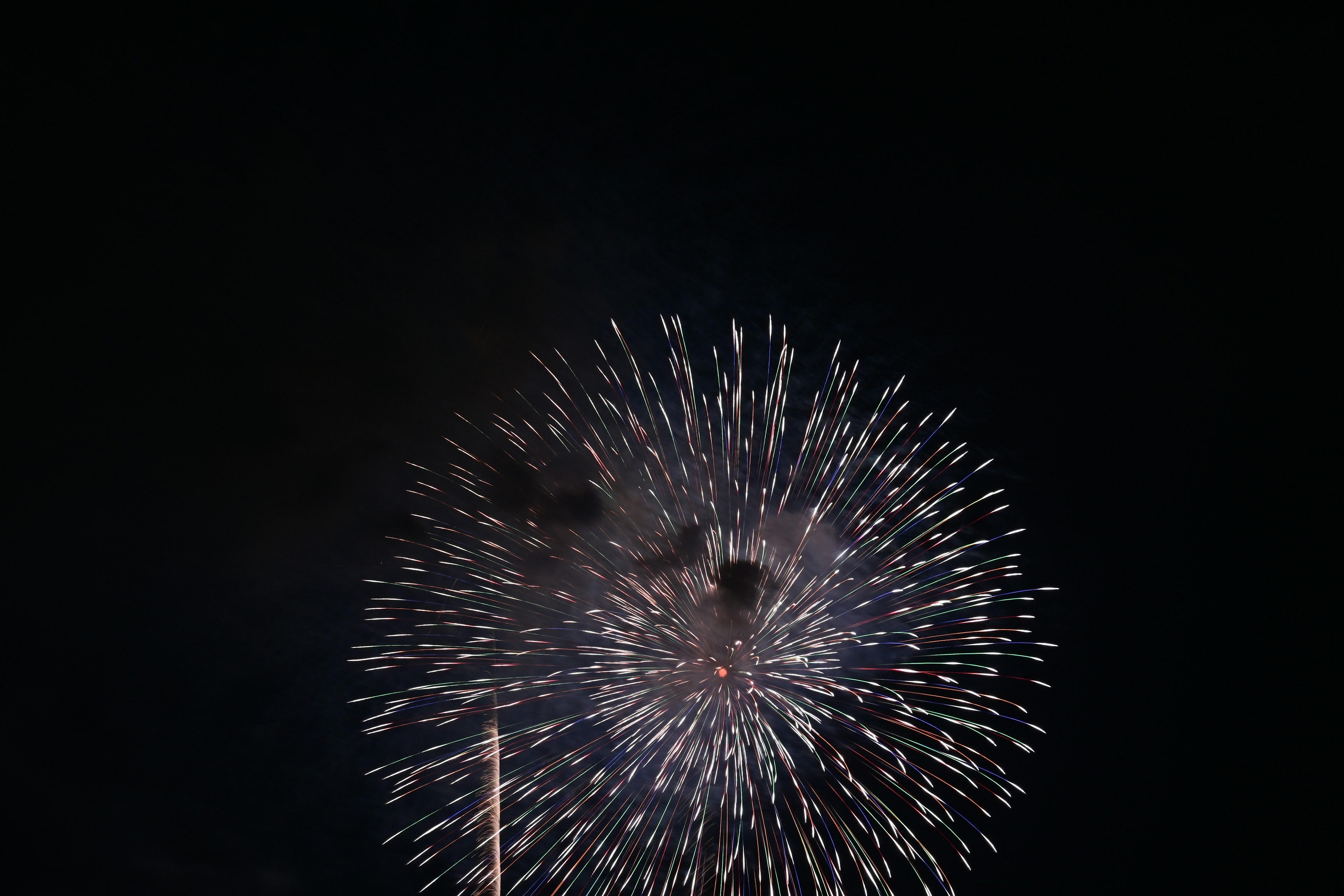 夜空に広がる花火の美しいパターン