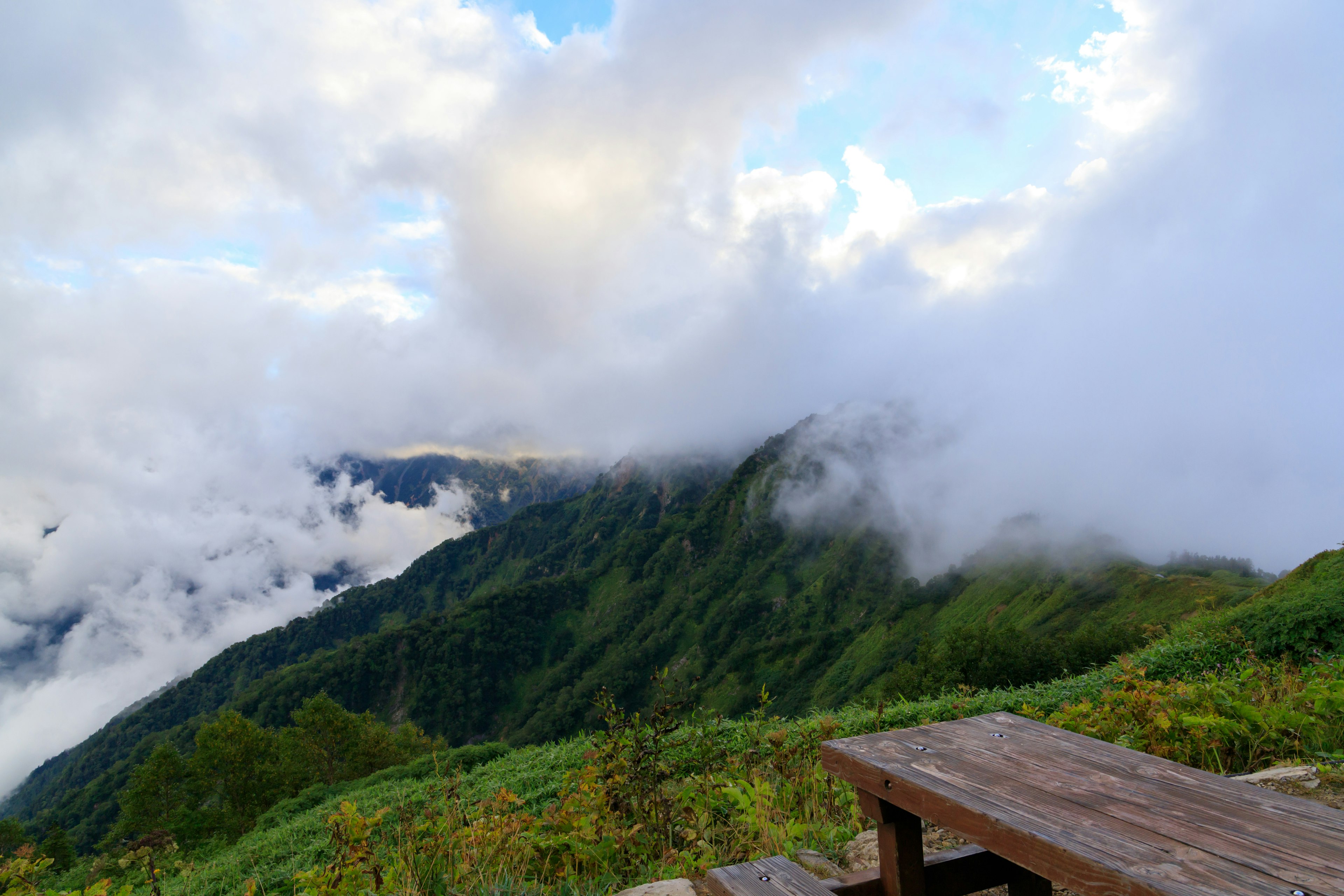 被雲霧籠罩的山脈全景