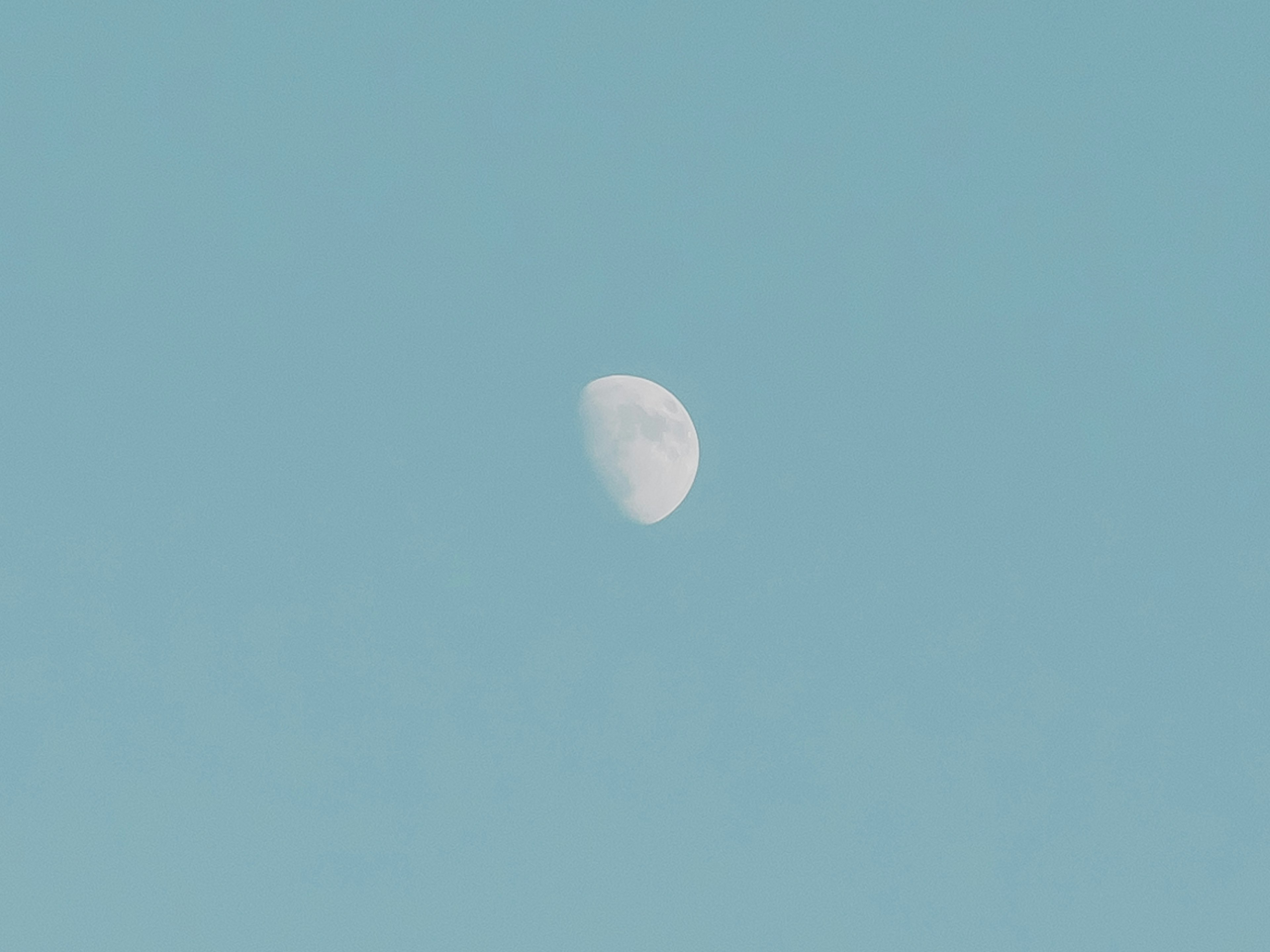 Half moon in a clear blue sky