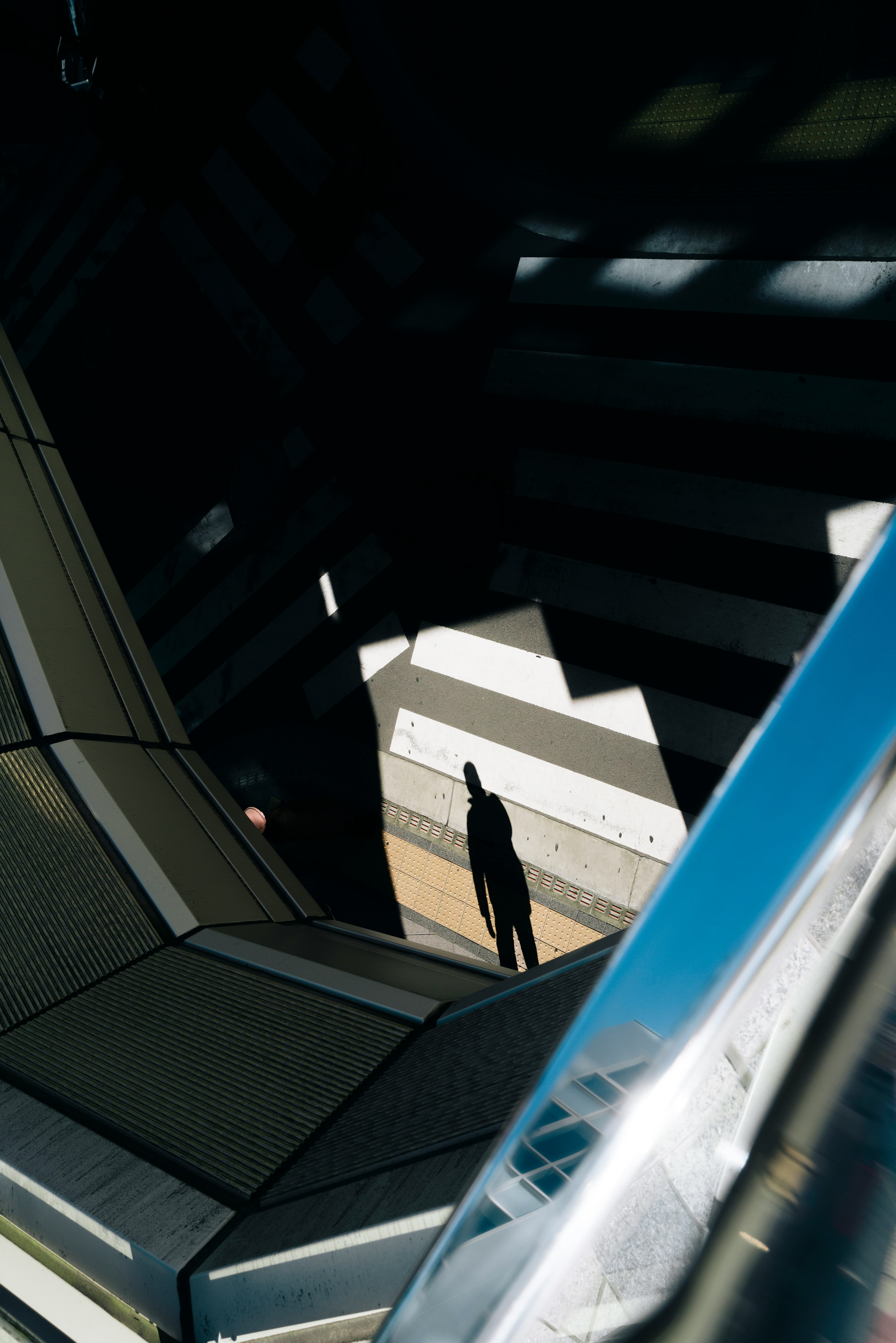 Interior of modern architecture with striking stairs and shadows