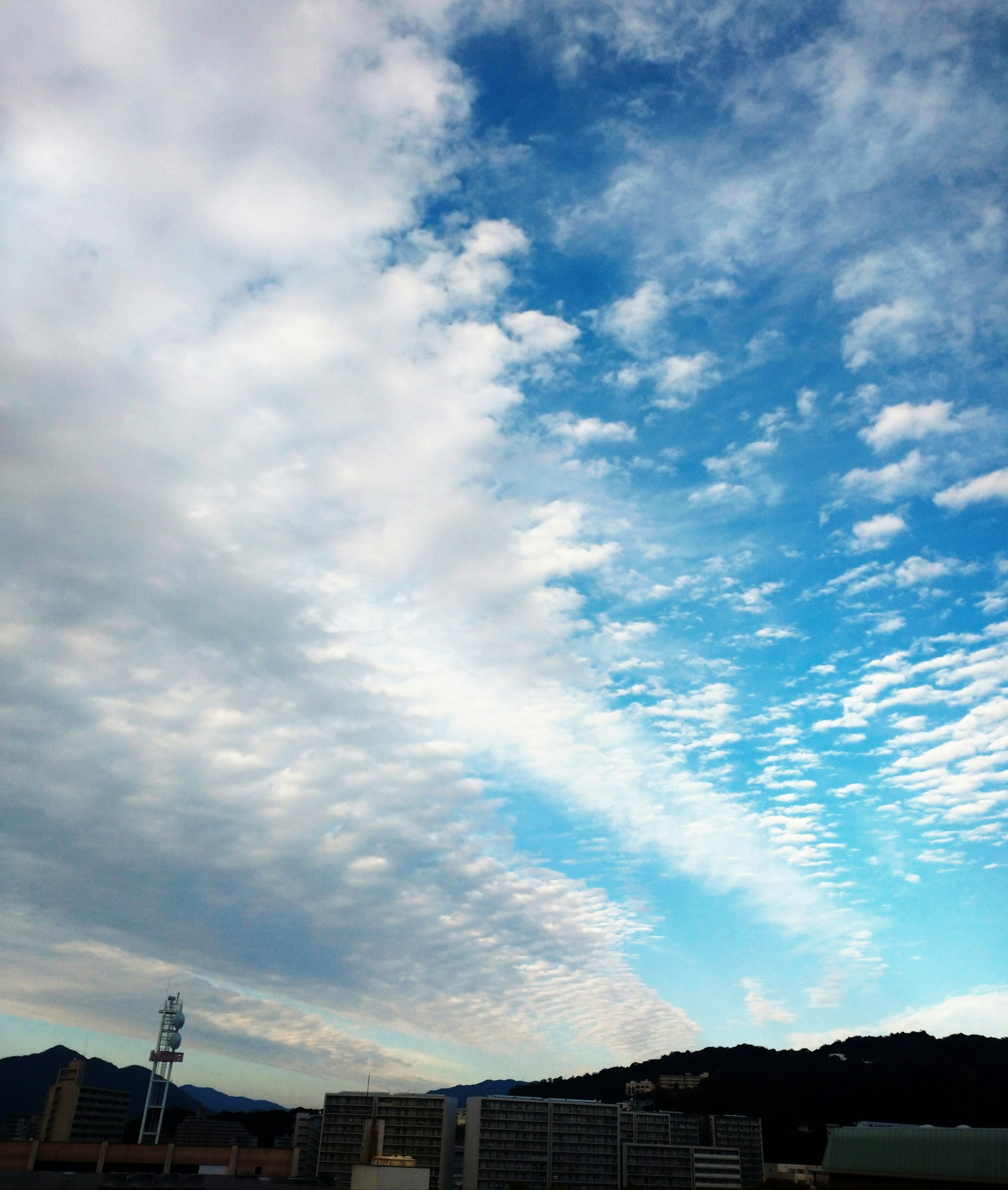 Landscape with blue sky and white clouds