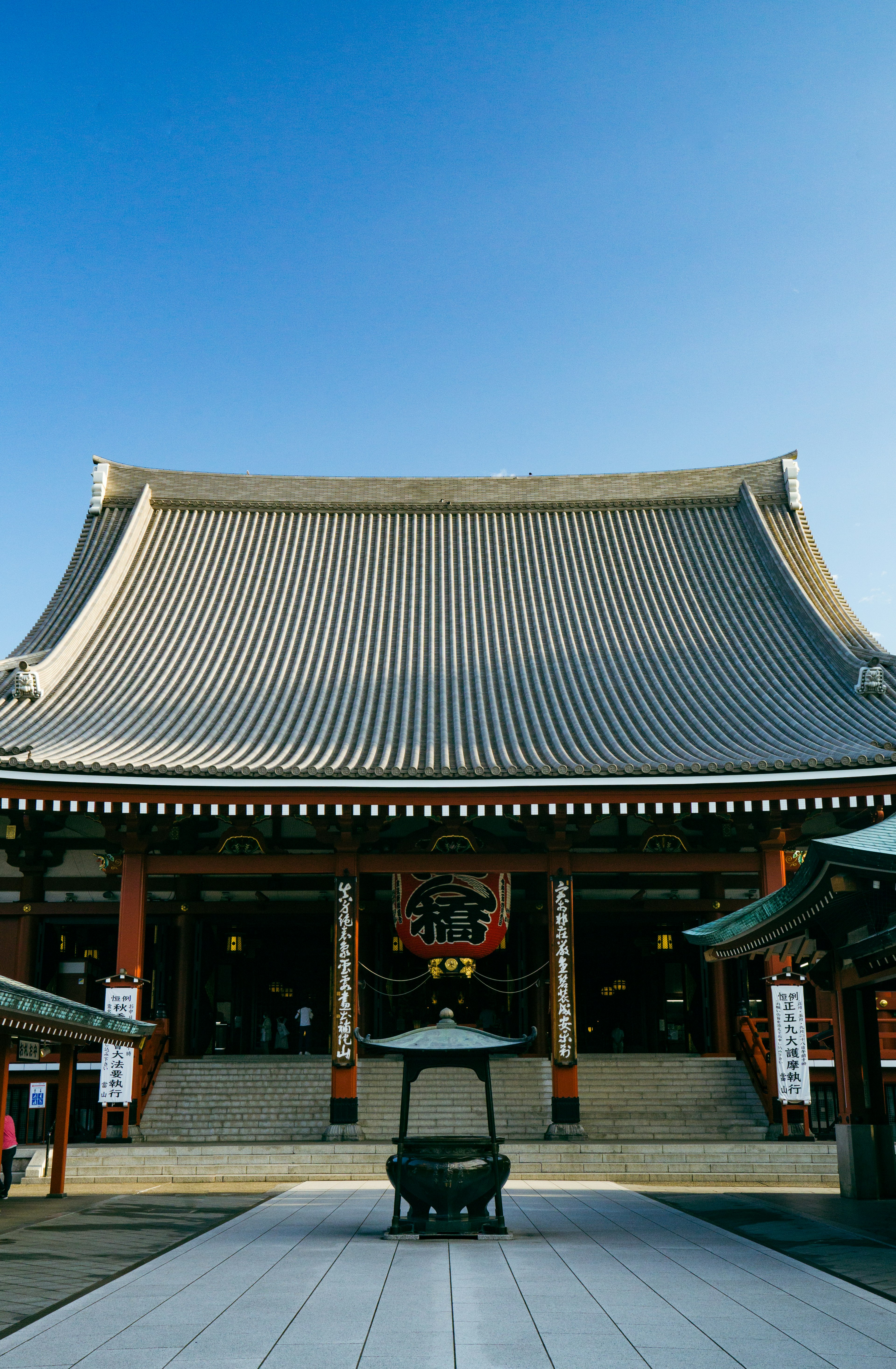 Beautiful temple roof with a clear blue sky