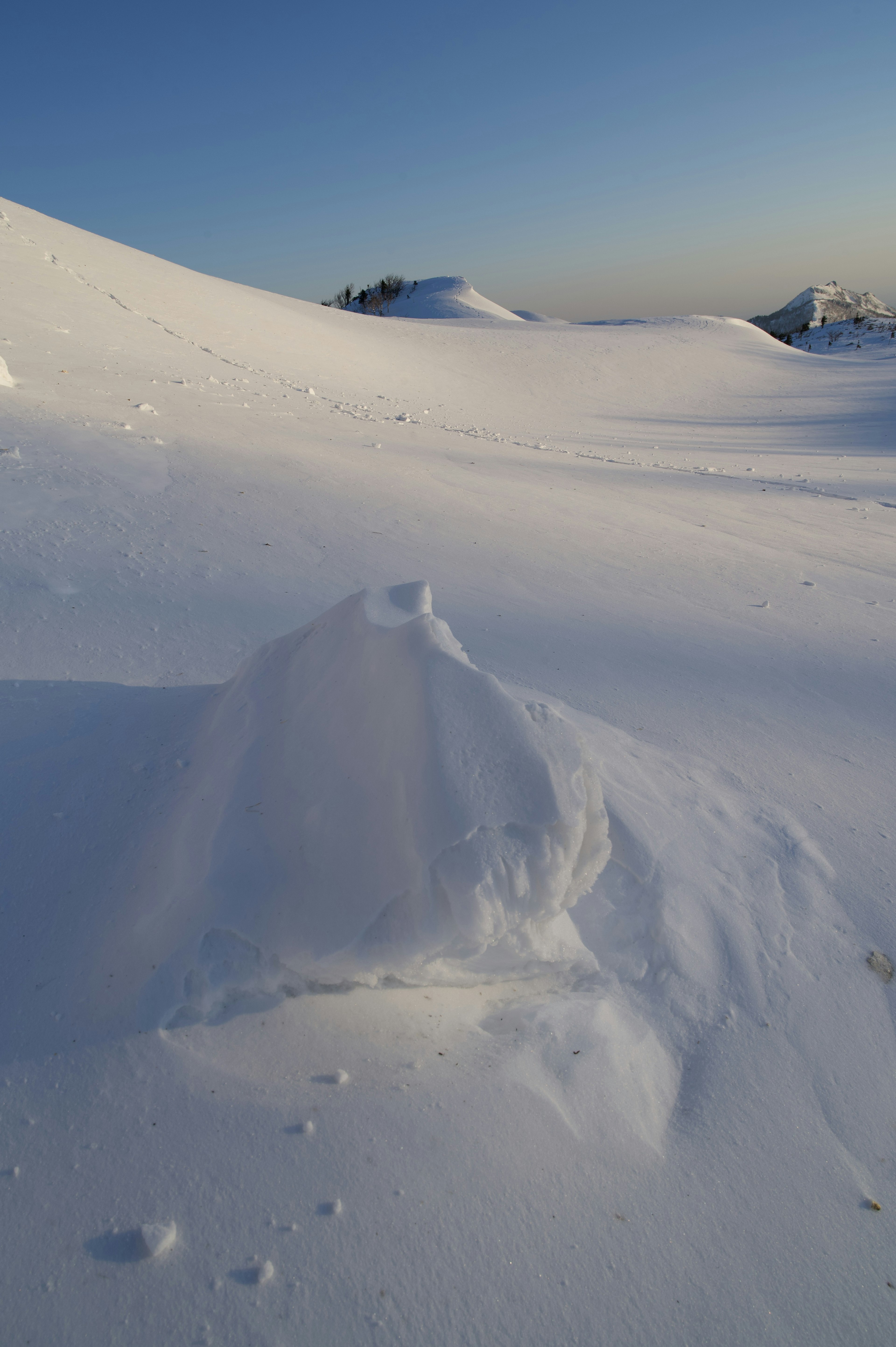 Paesaggio innevato con cielo blu