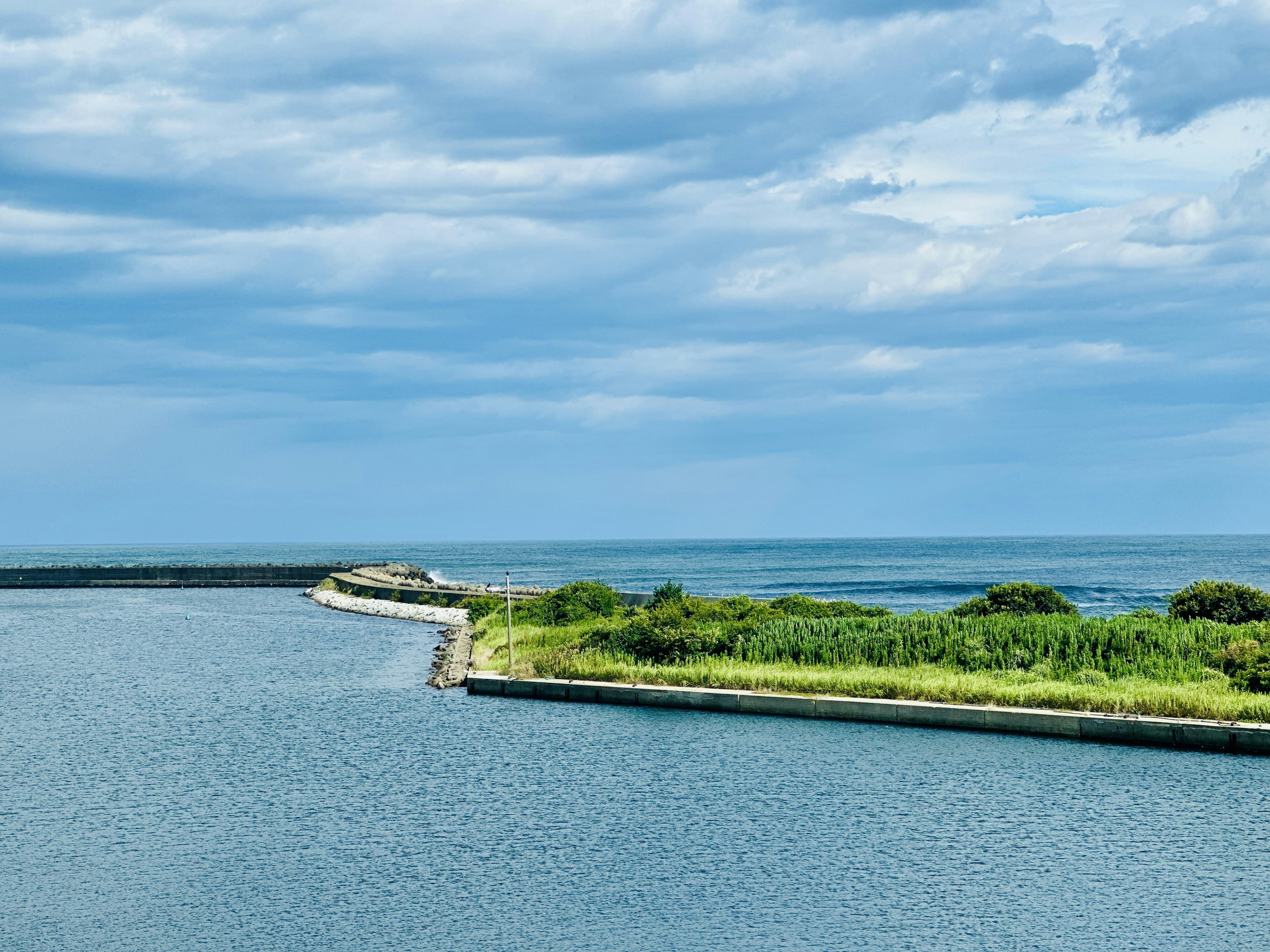 藍色海洋與綠色海岸的風景