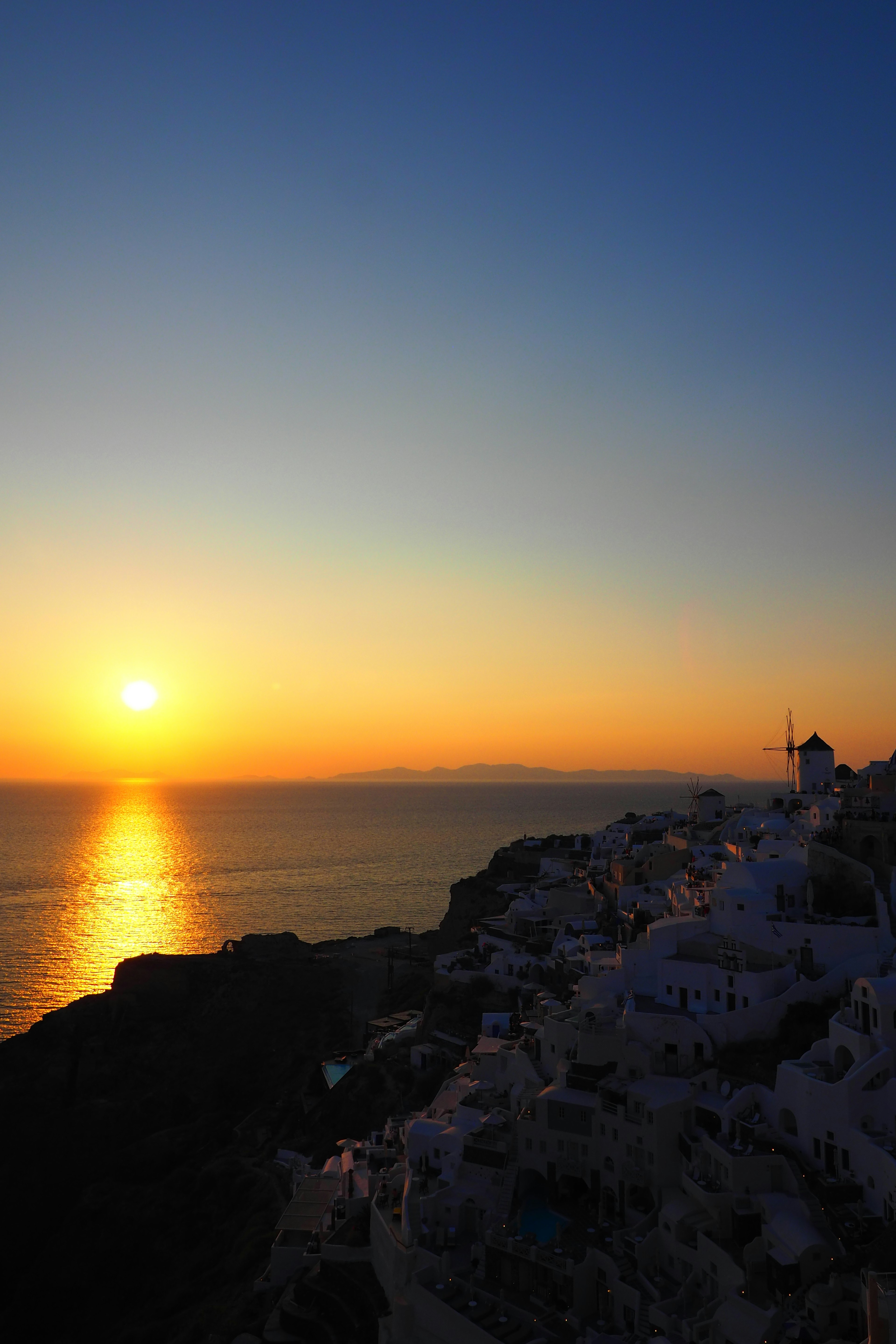 Stunning sunset over the sea in Santorini