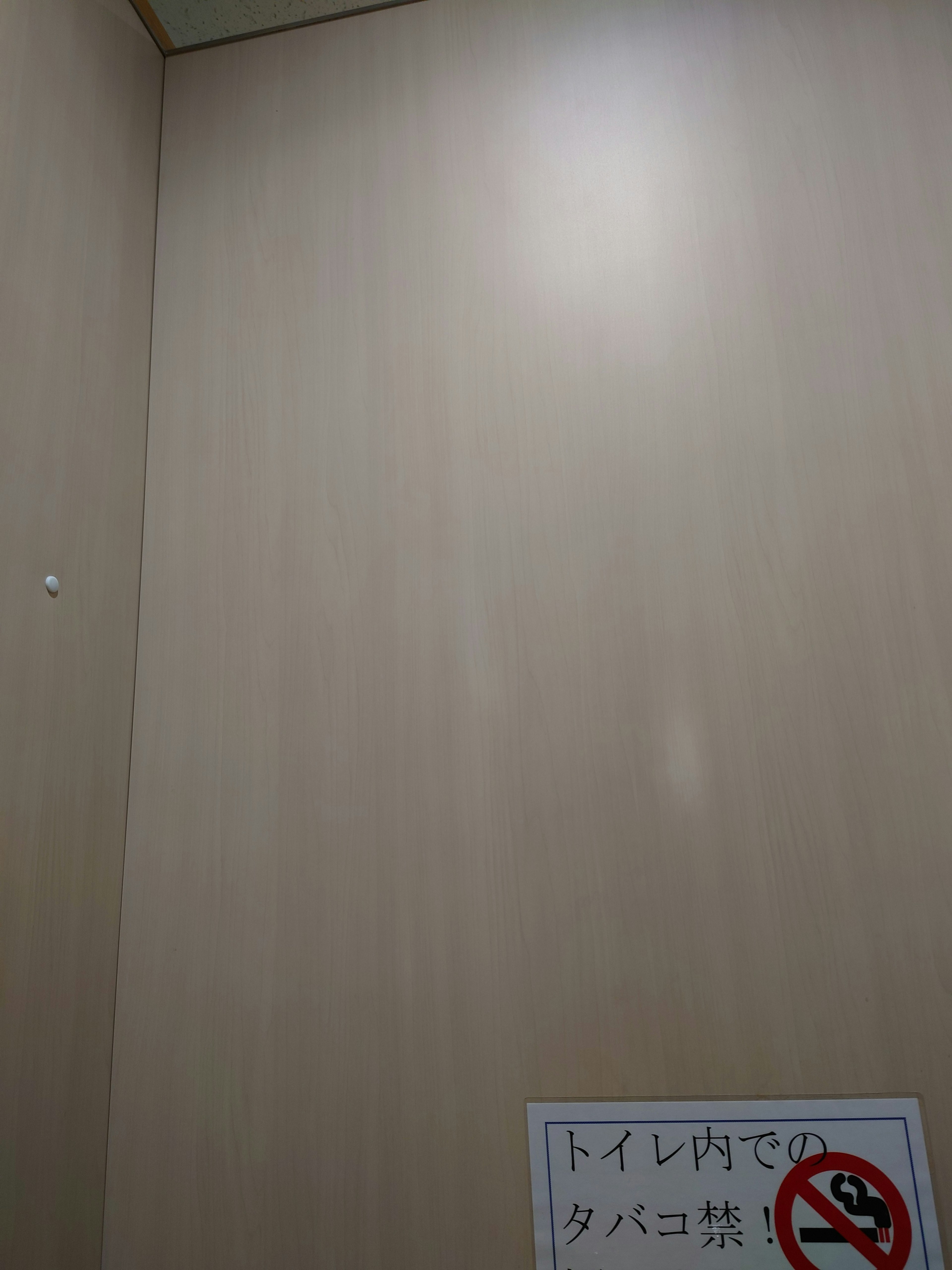 Photo of an elevator interior featuring light wood paneling and a no smoking sign