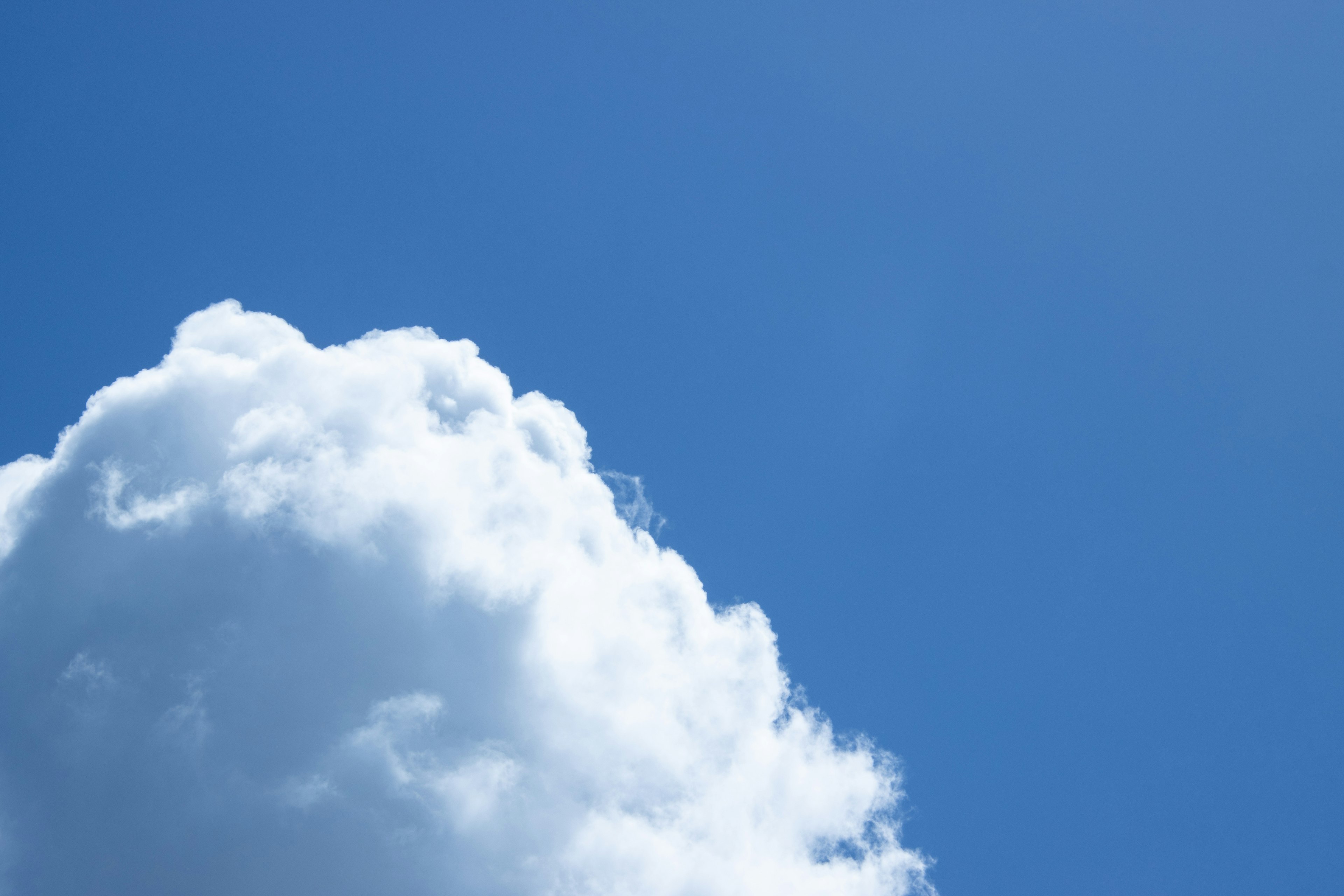 Teil einer weißen Wolke vor einem blauen Himmel