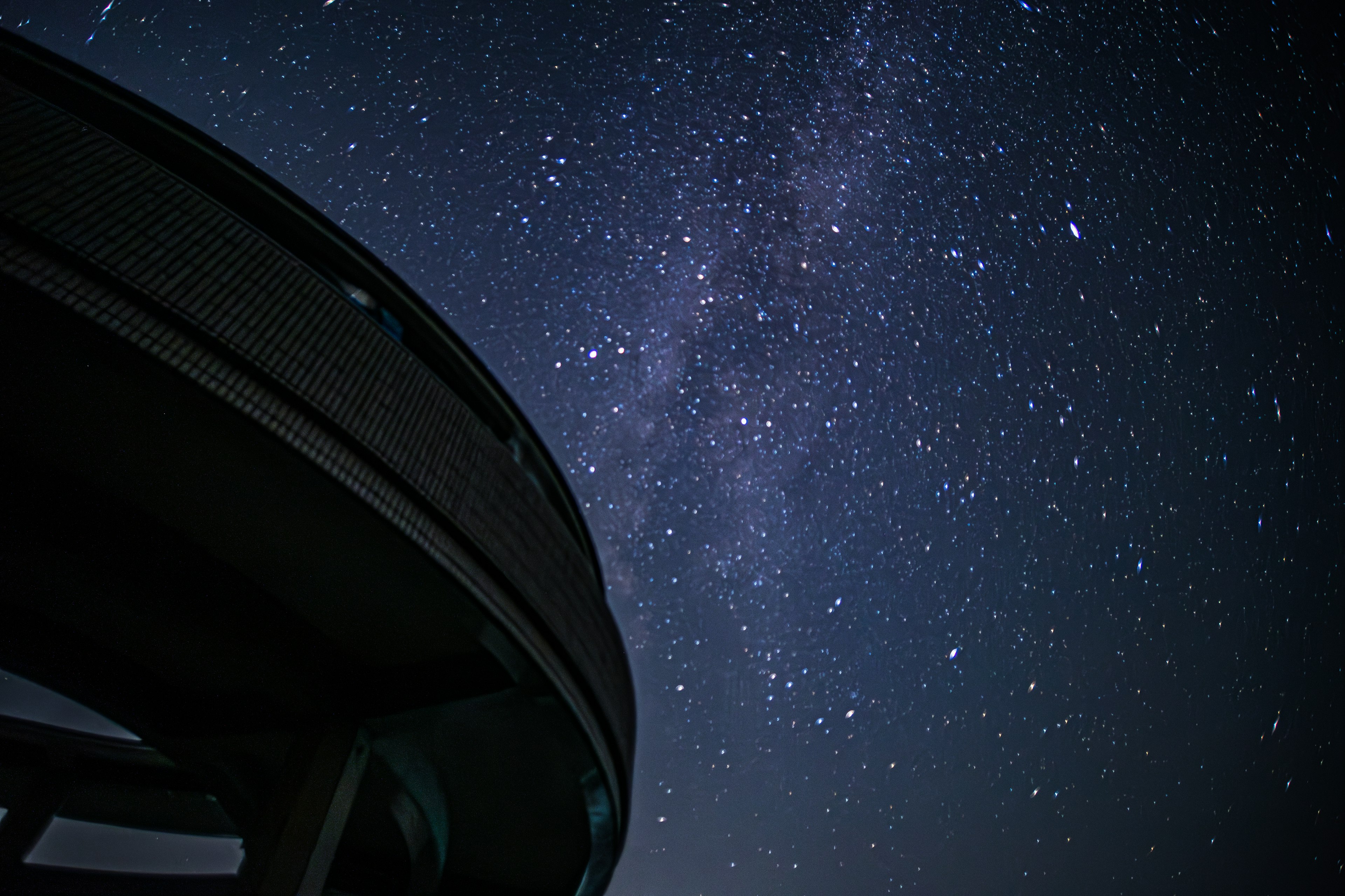 Observatory with a view of the starry sky and Milky Way