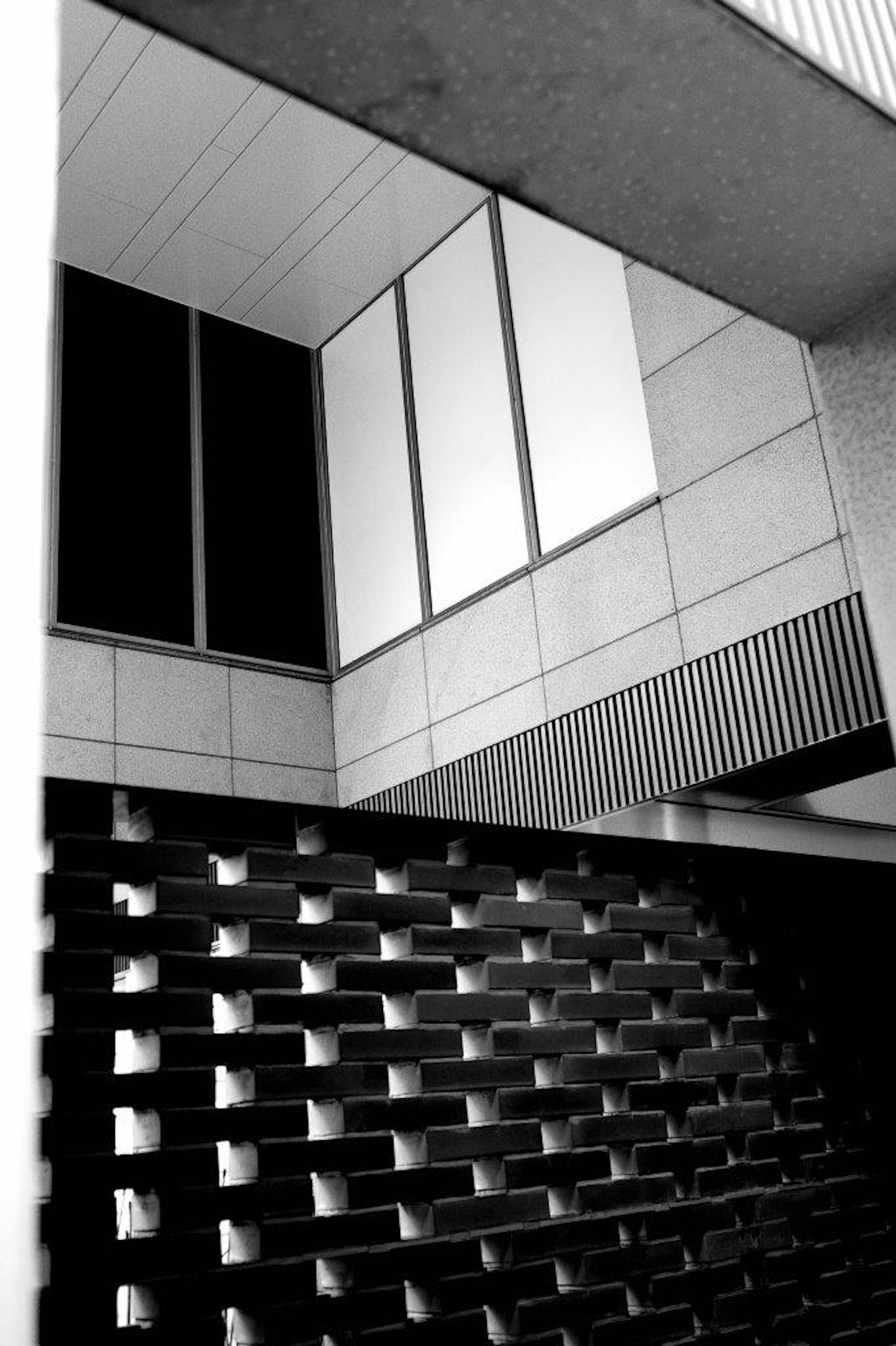 Foto di architettura moderna che mostra finestre e texture murali contrastanti