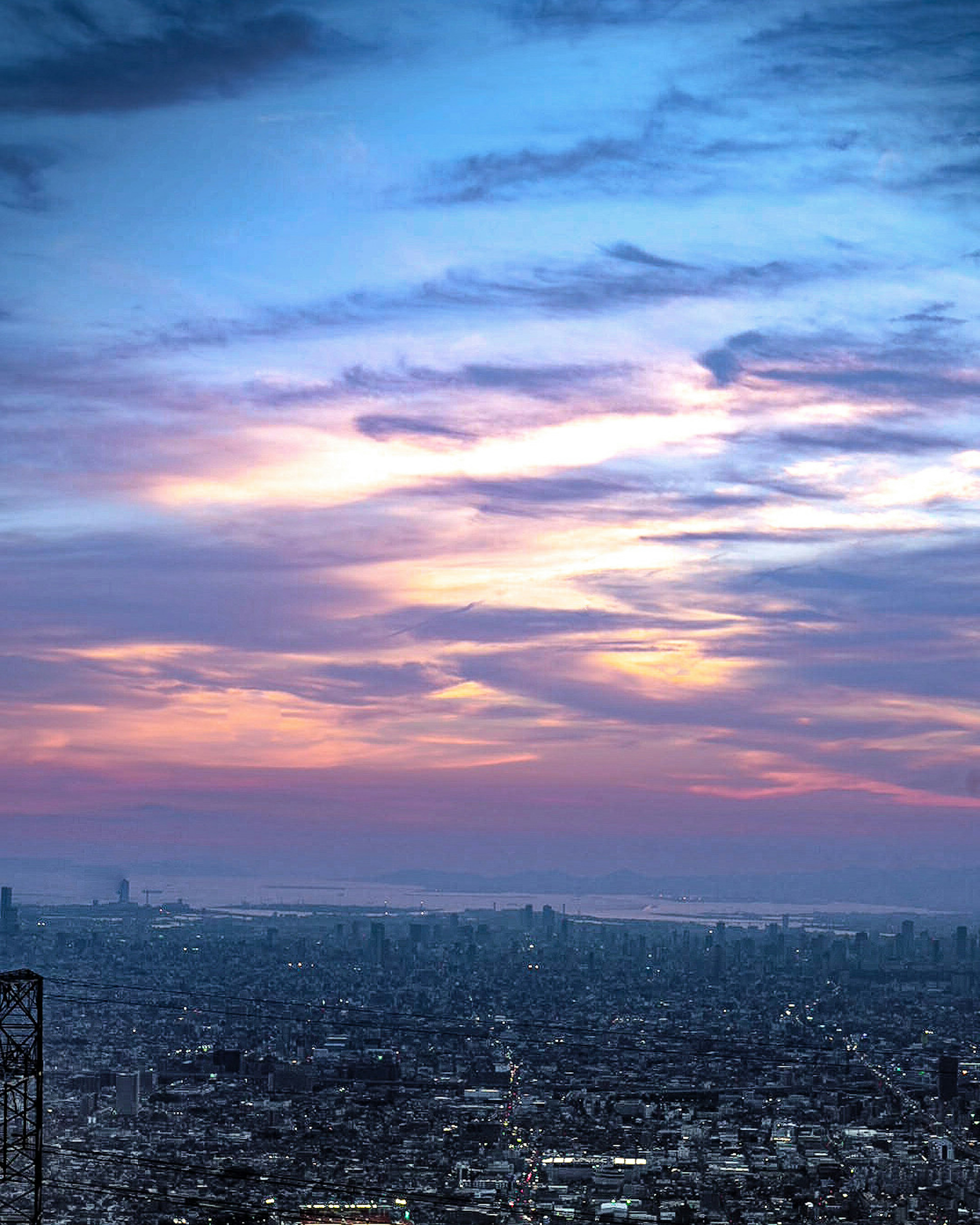 Beautiful sunset sky over a cityscape