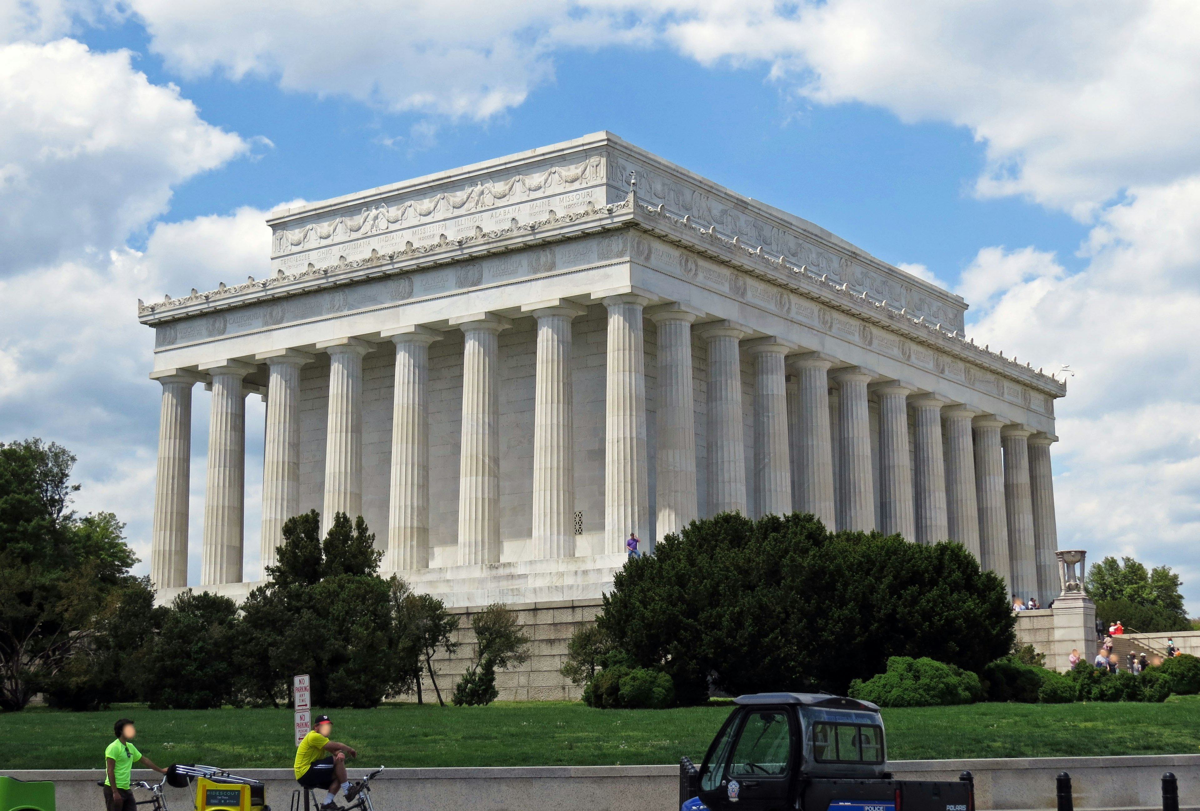 Lincoln Memorial with white columns and grand architecture