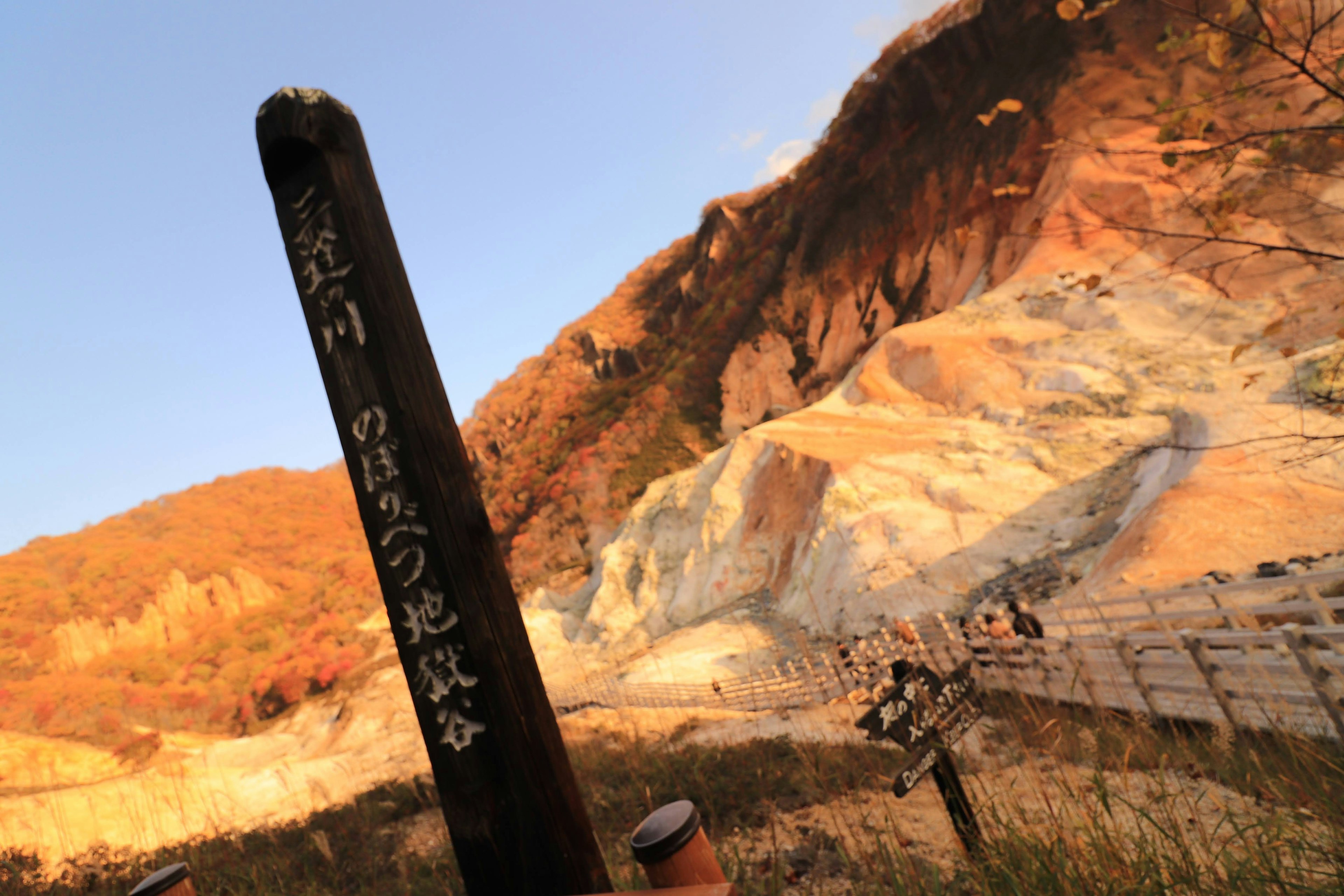 Scenic view at sunset with a signpost in the foreground