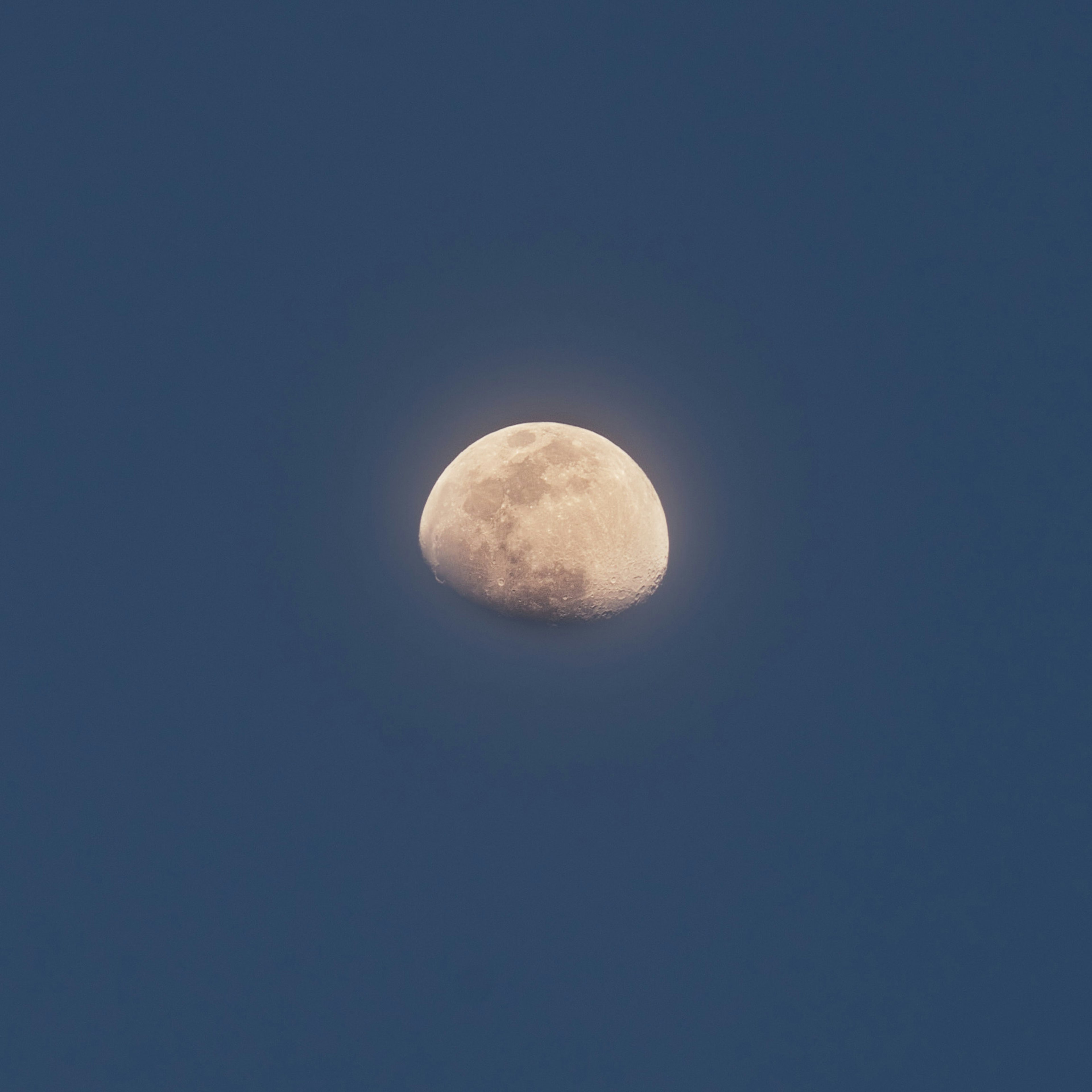 Hermosa media luna flotando en el cielo azul