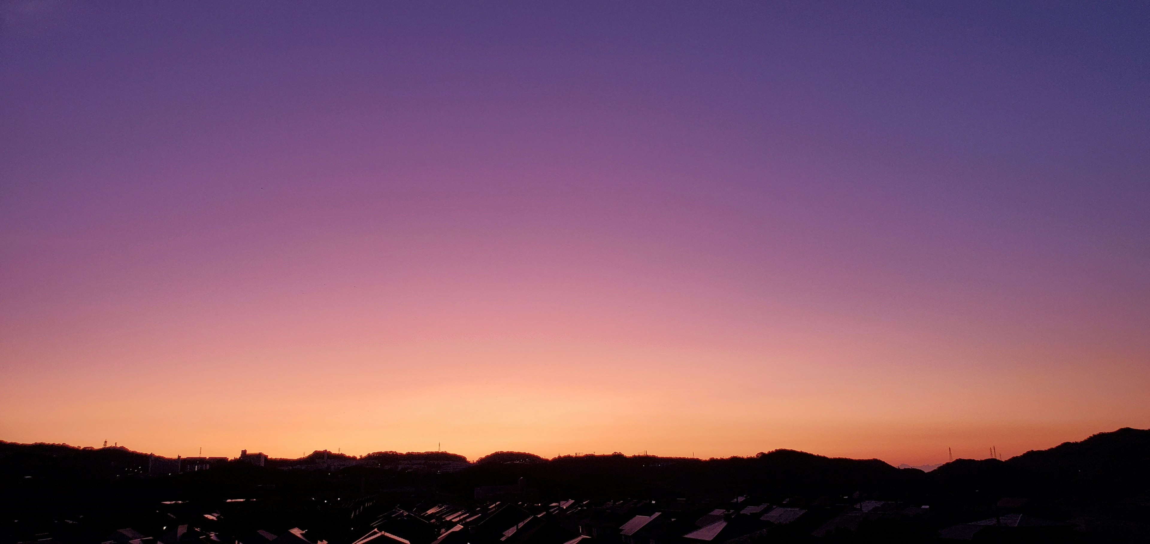 Beautiful gradient sky landscape sunset with shades of purple and orange