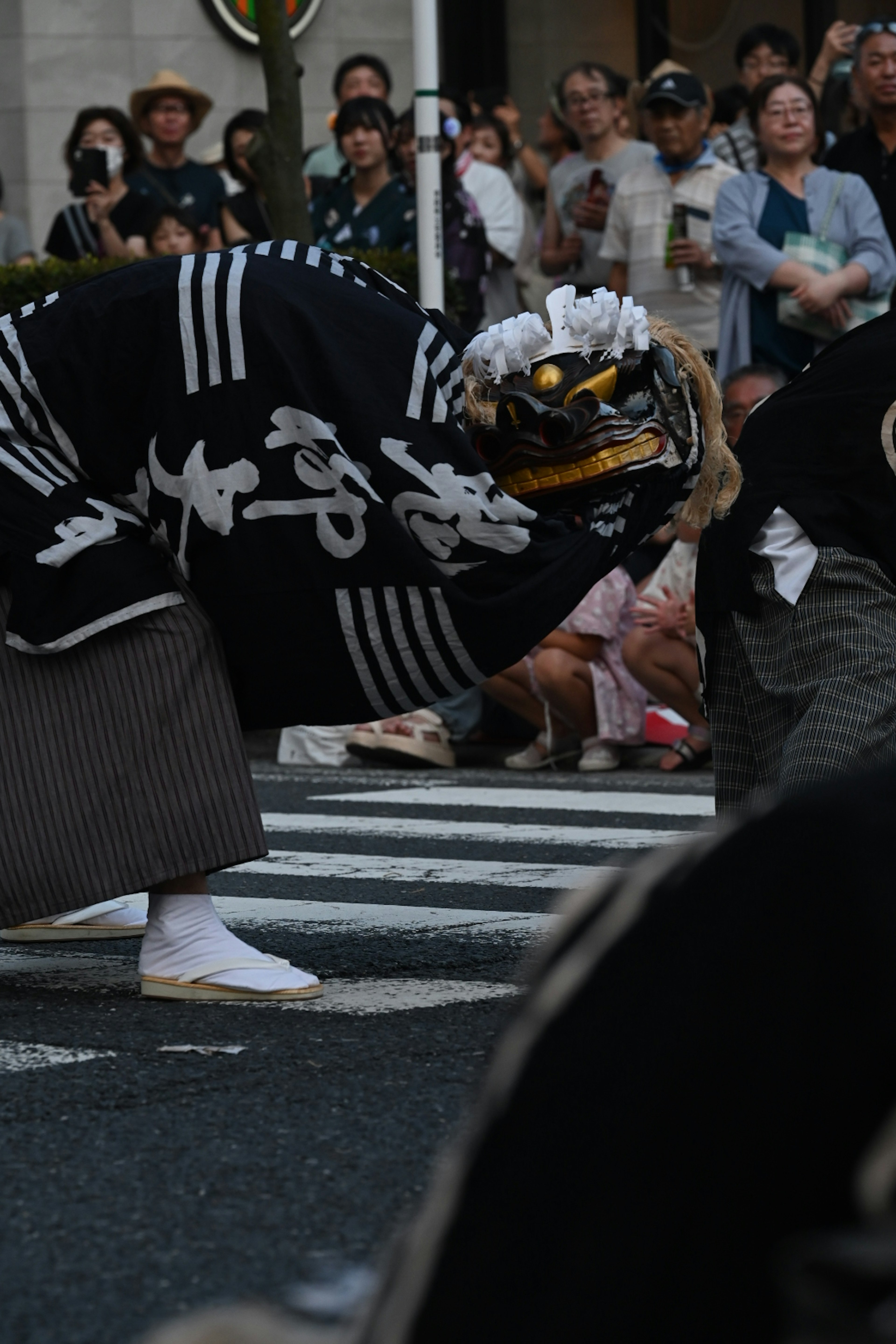 伝統的な衣装を着た人々が祭りで踊っている様子