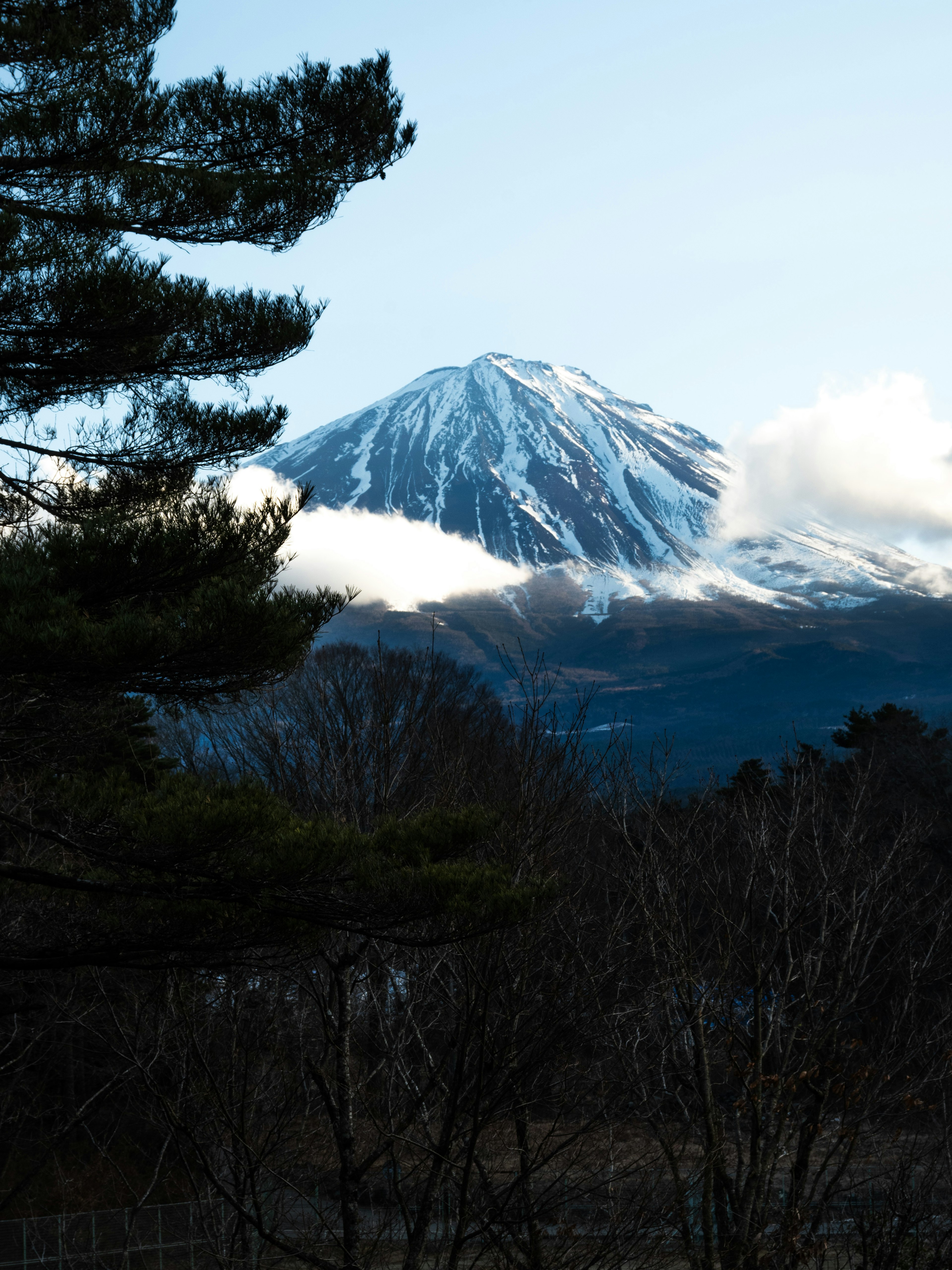 Snow-capped mountain against a clear blue sky