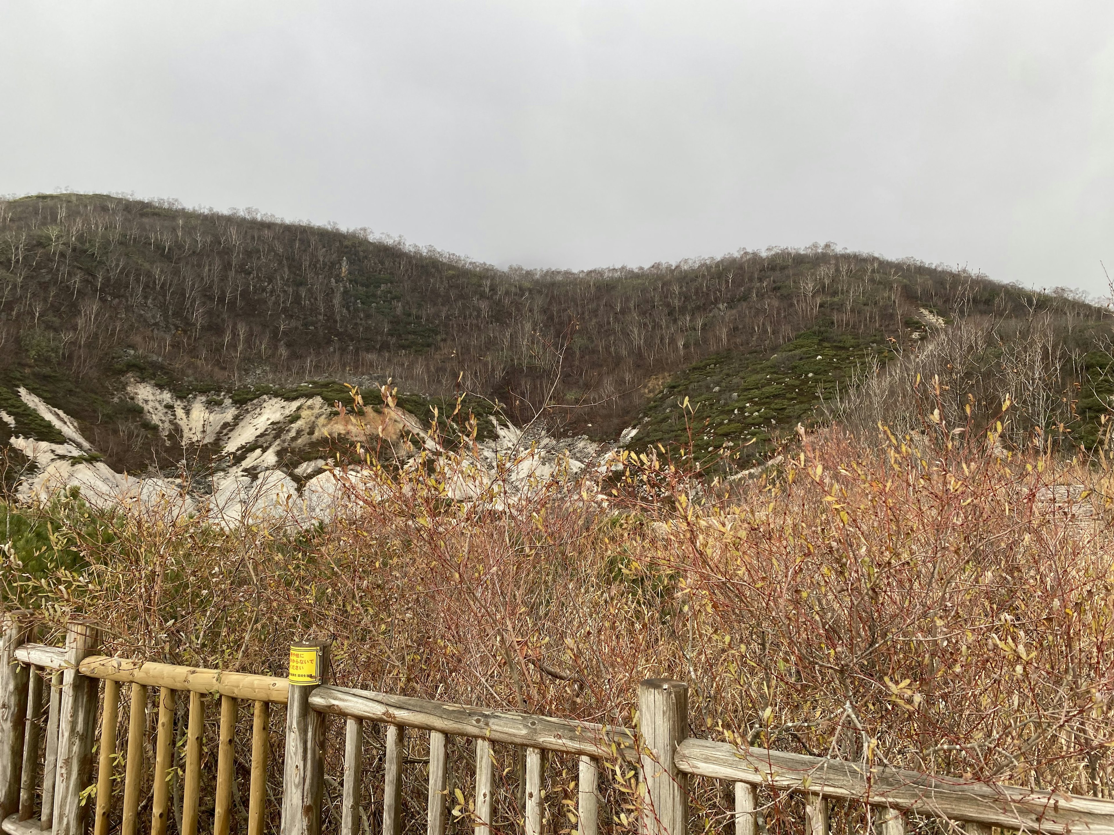 Paysage montagneux avec une végétation sèche et une clôture en bois