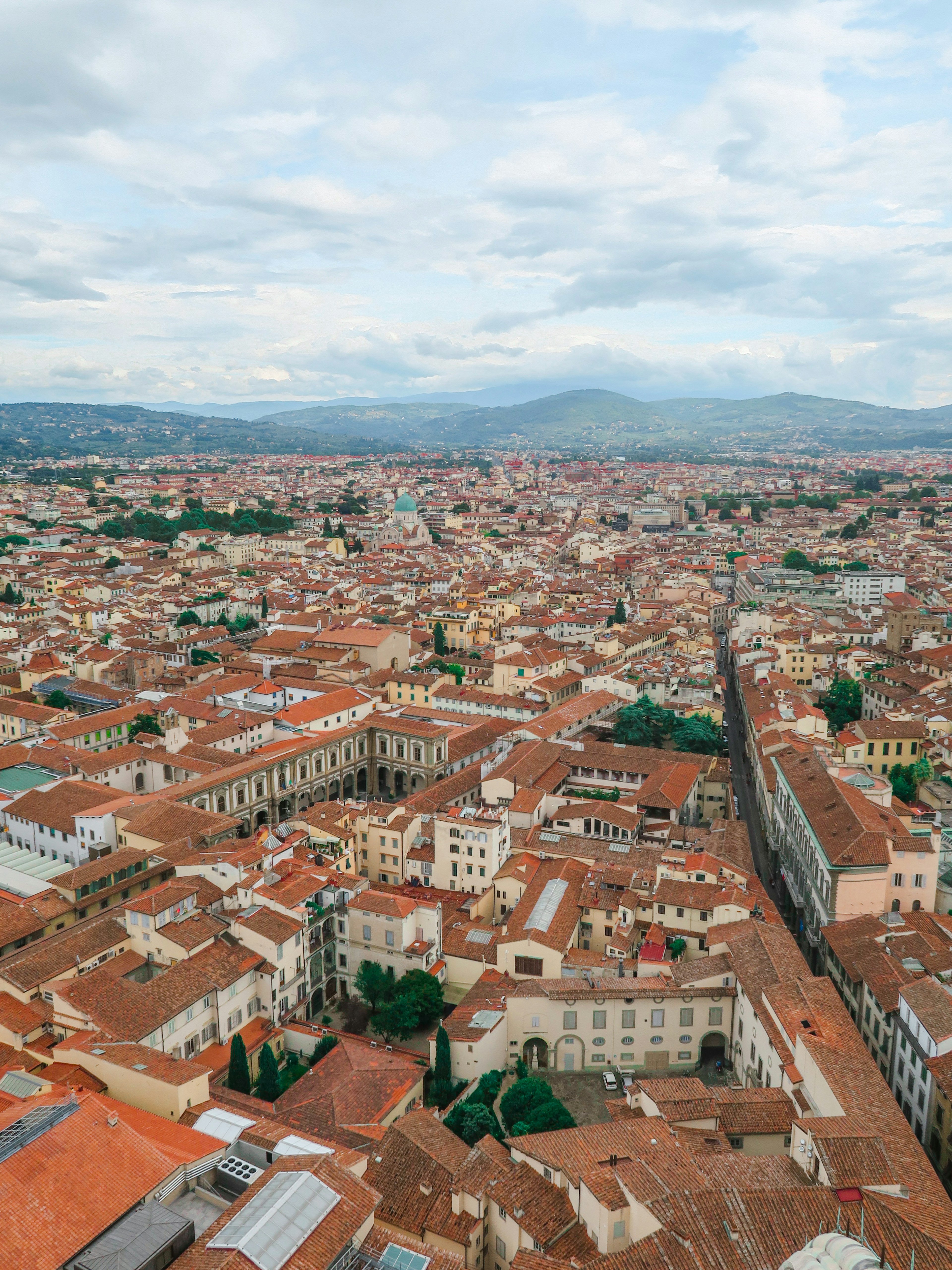 Panoramic view of Florence with red-roofed buildings