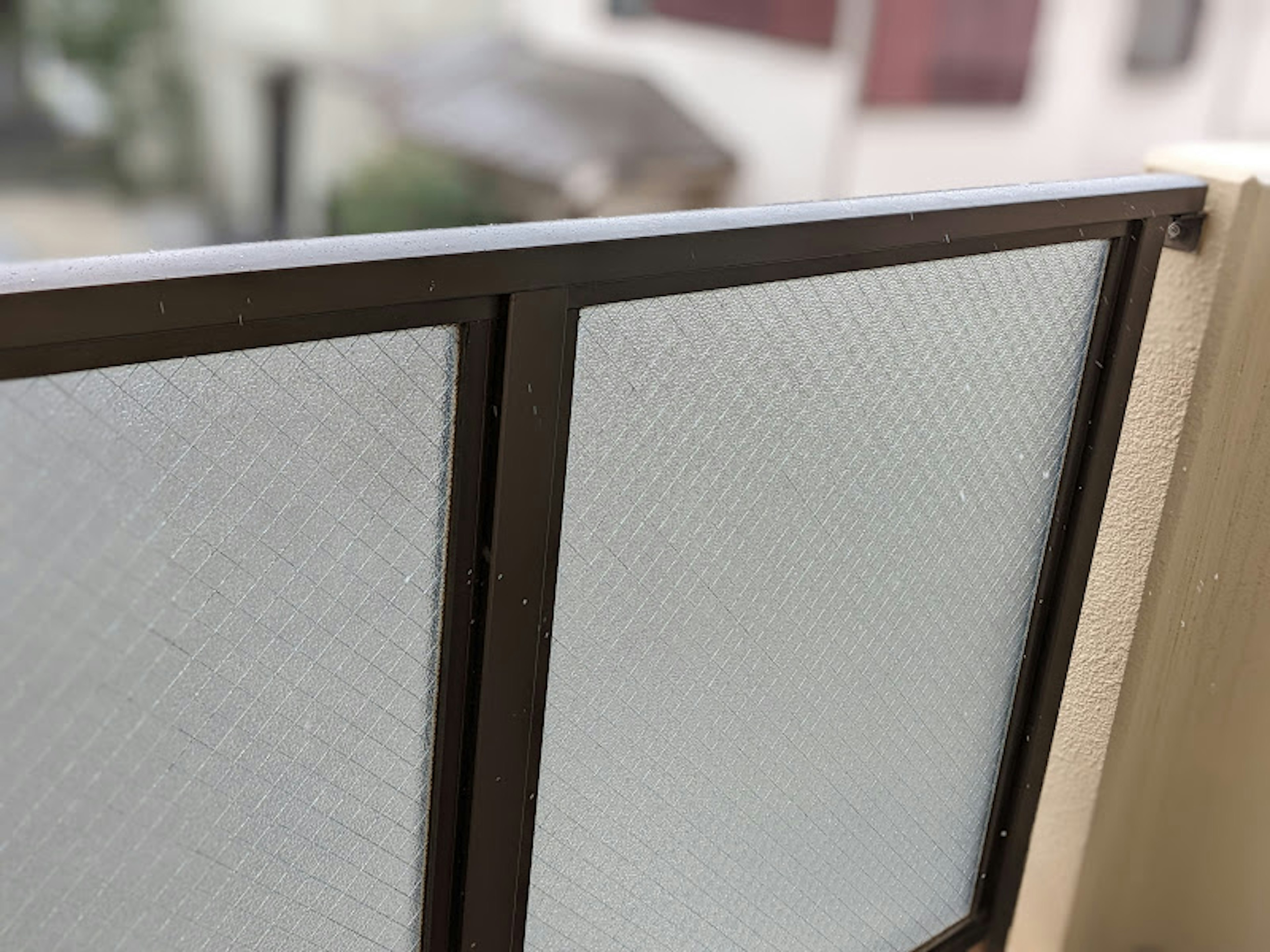 Close-up of translucent panels on a window