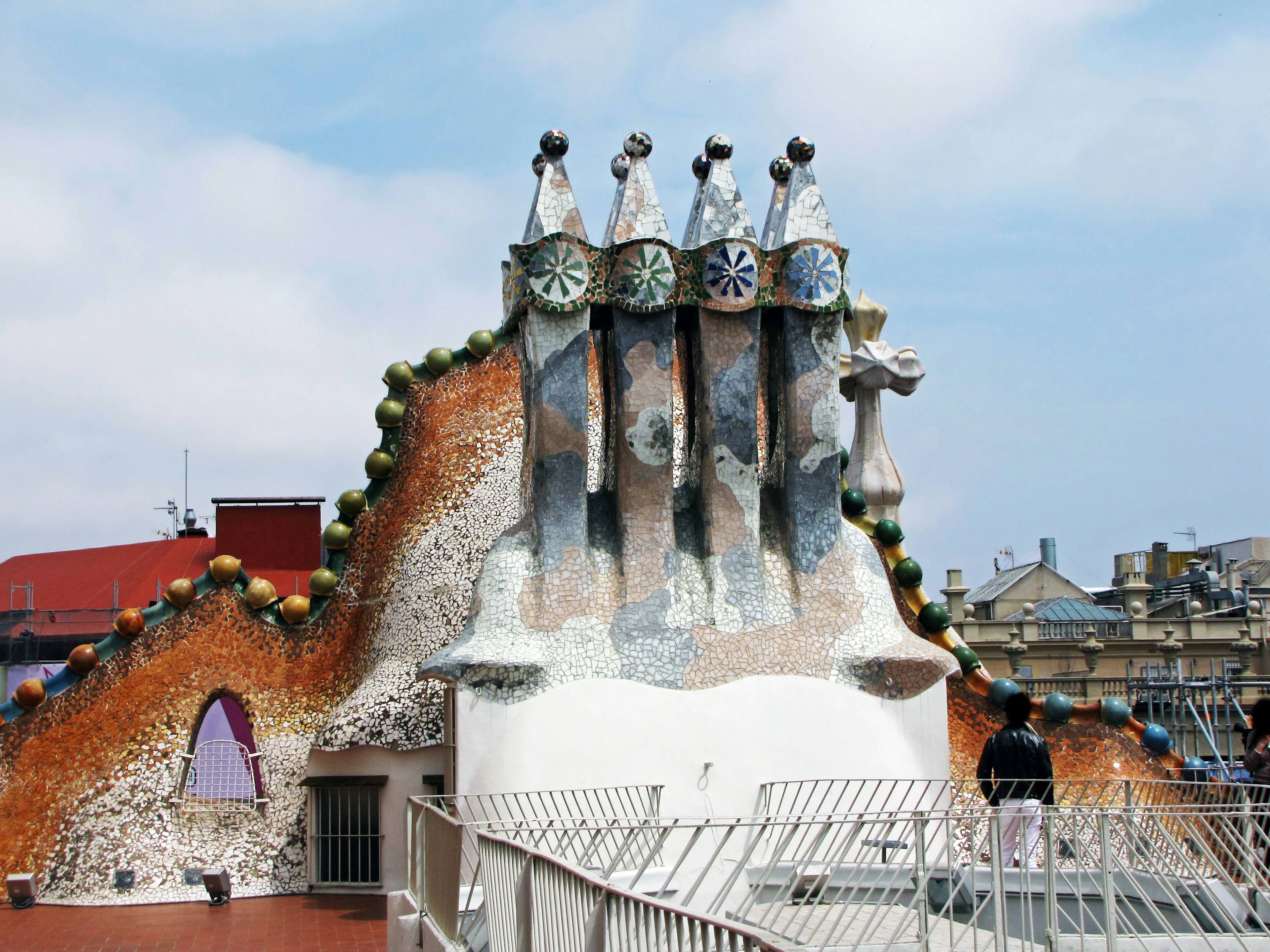 Unique chimneys on the rooftop of Casa Mila in Barcelona