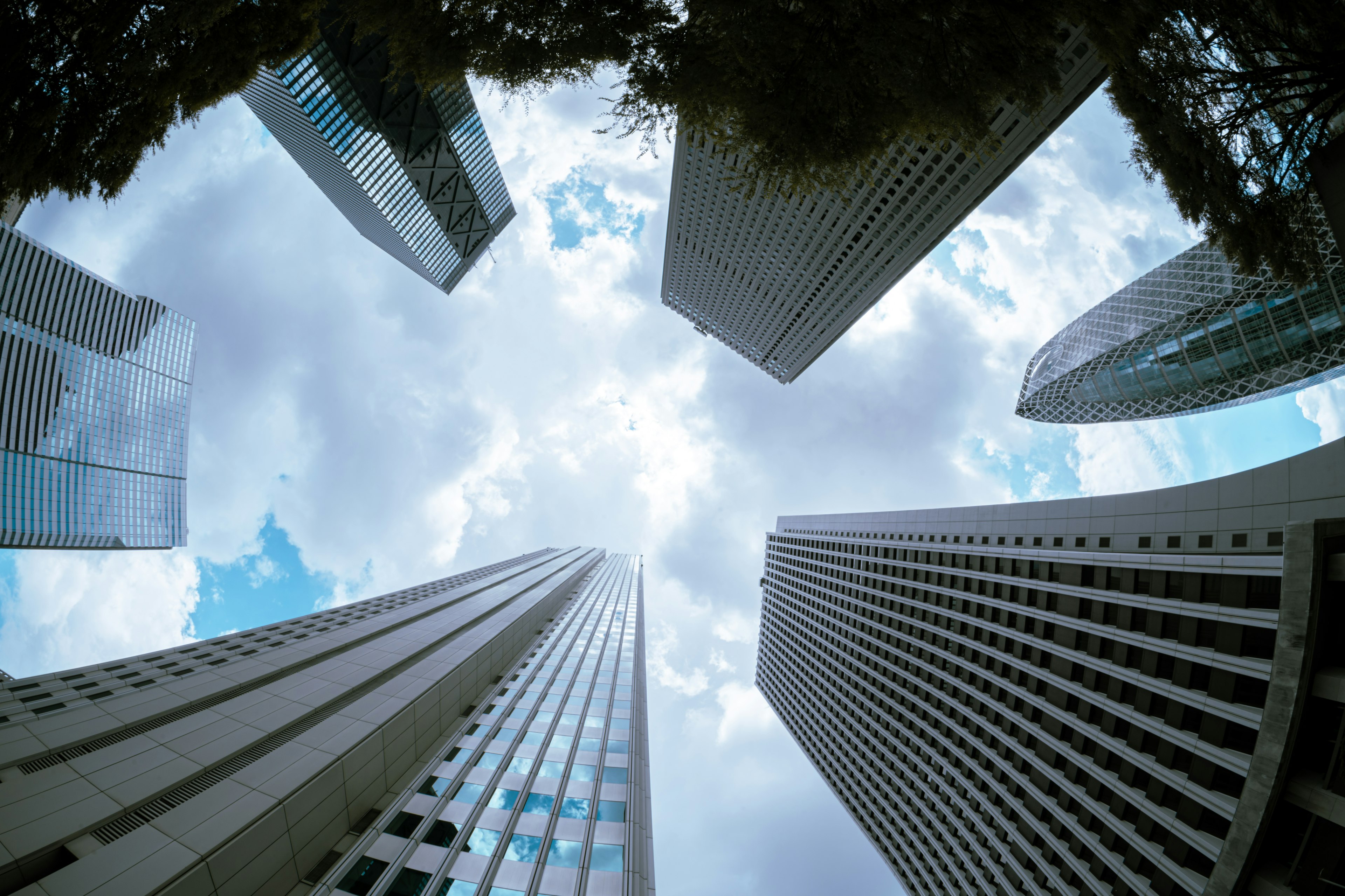 Vista del cielo entre edificios altos