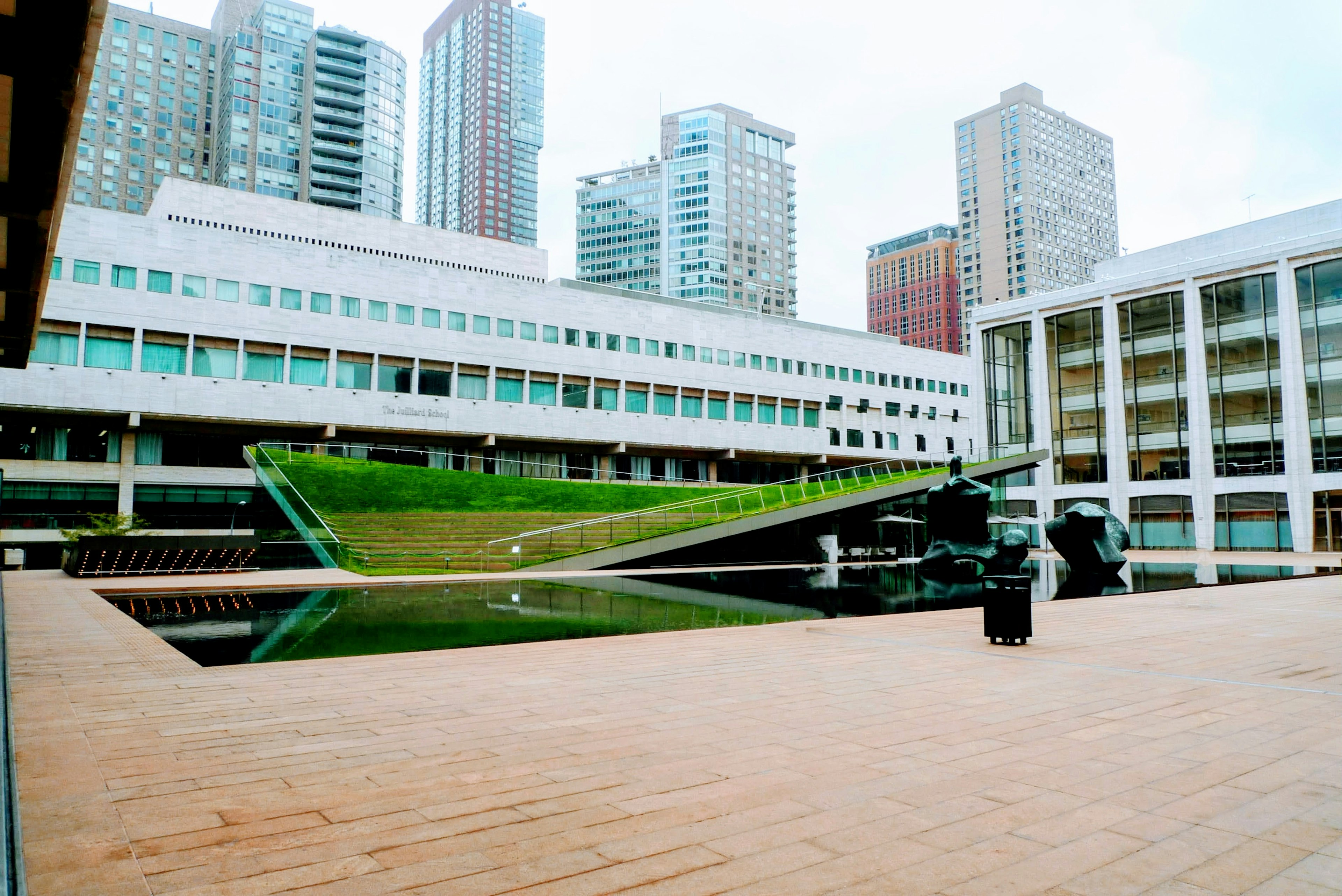 Modern architecture with green space in an urban landscape