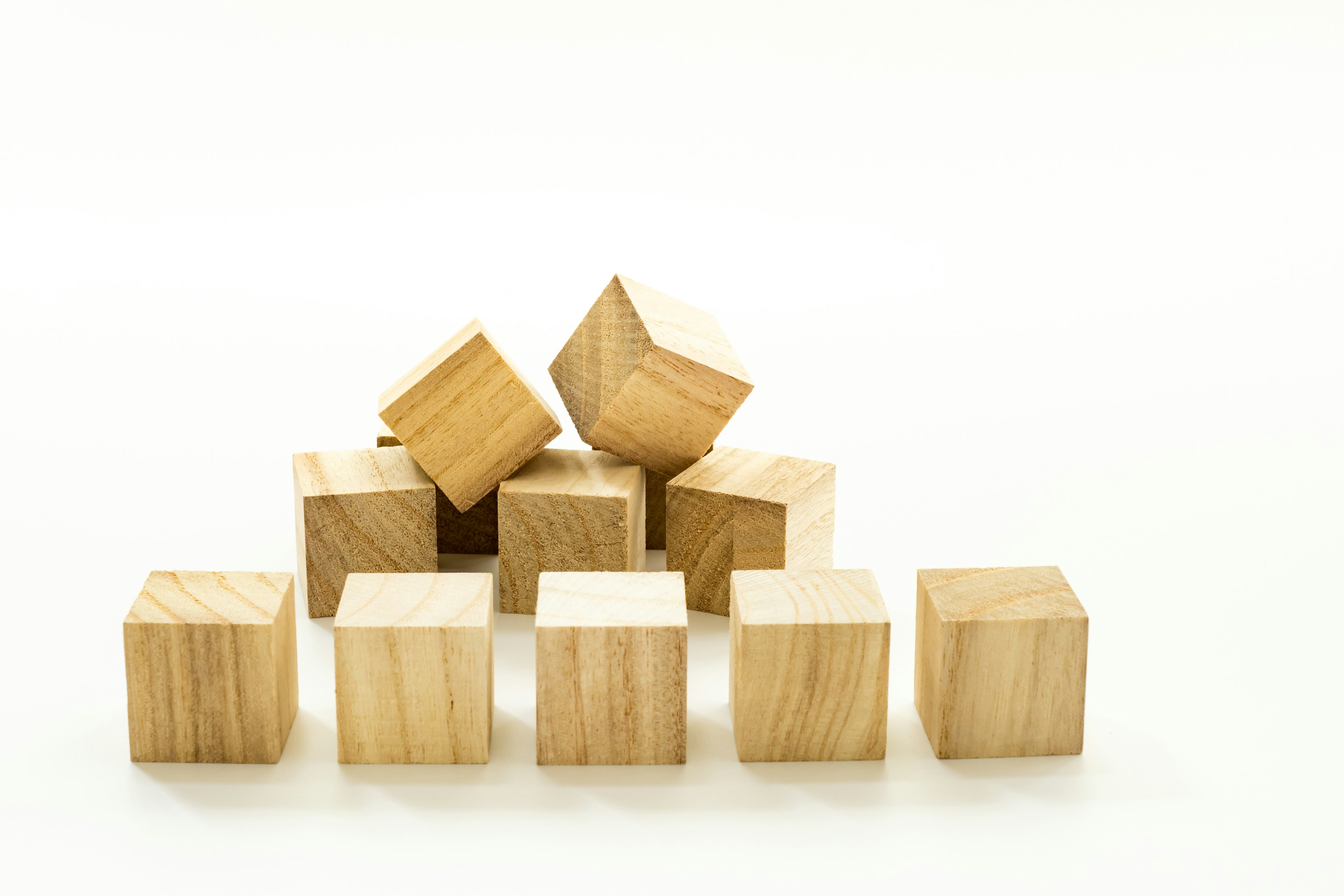 Simple composition of wooden blocks stacked irregularly