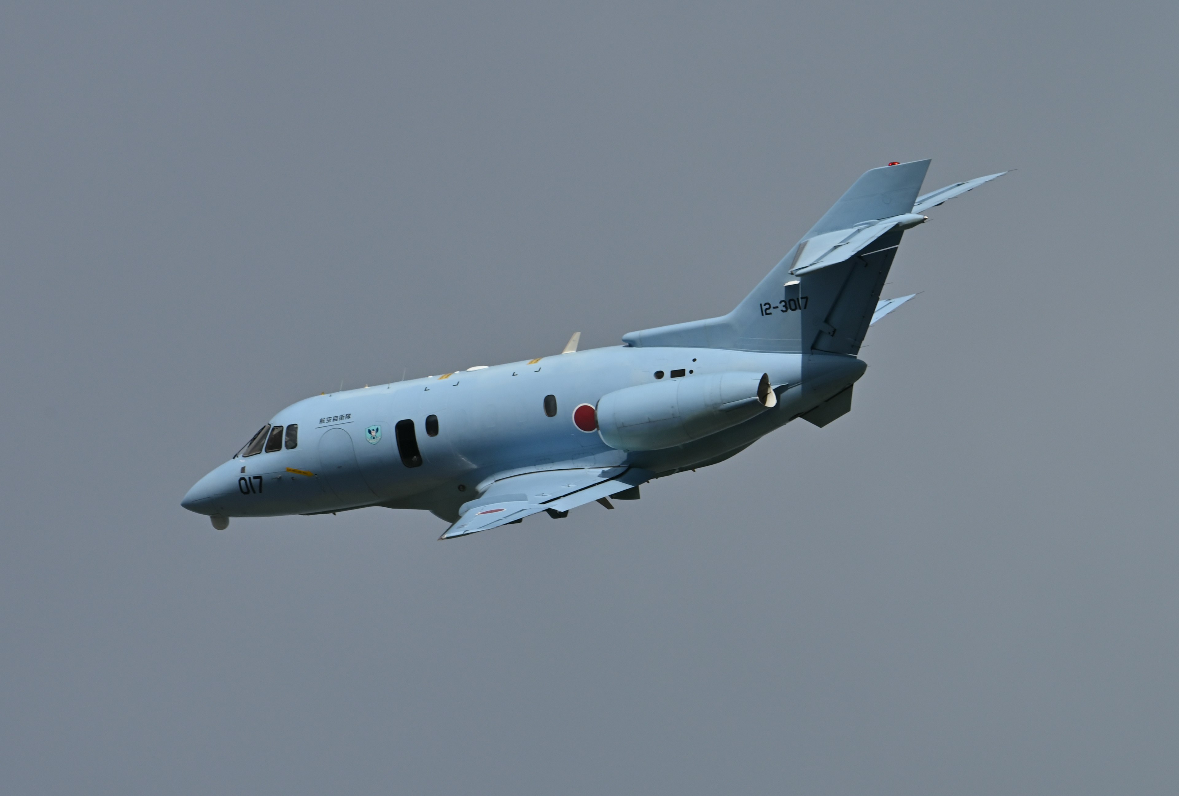 日本飛機在空中飛行的側面視圖