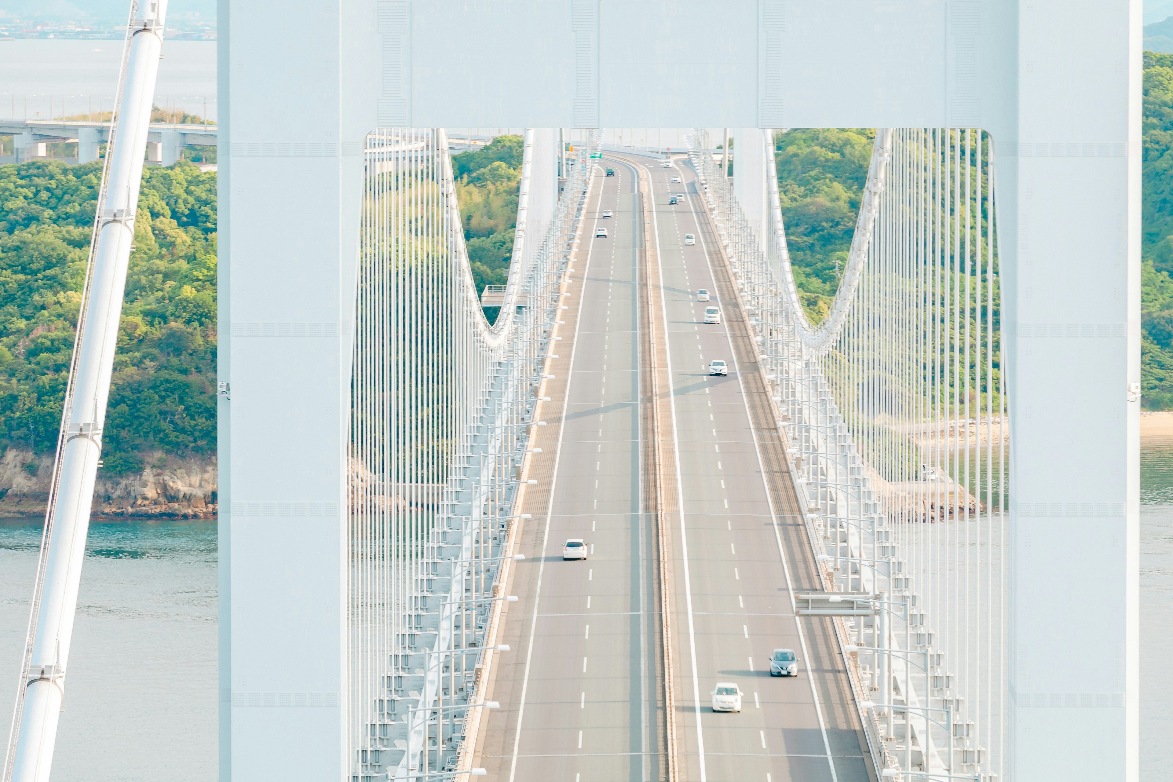 View of a highway through a bridge structure