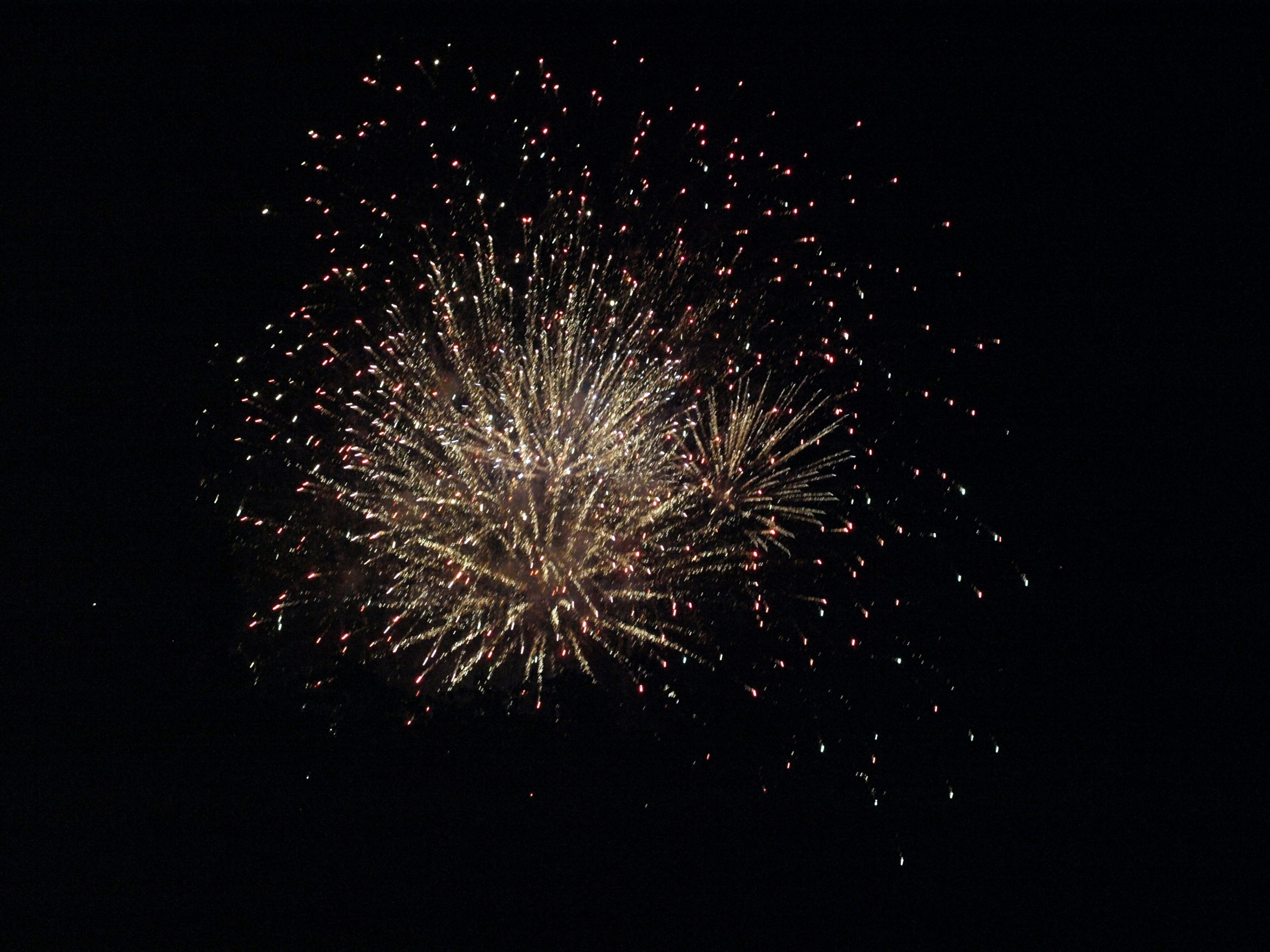 Una bella esplosione di fuochi d'artificio nel cielo notturno