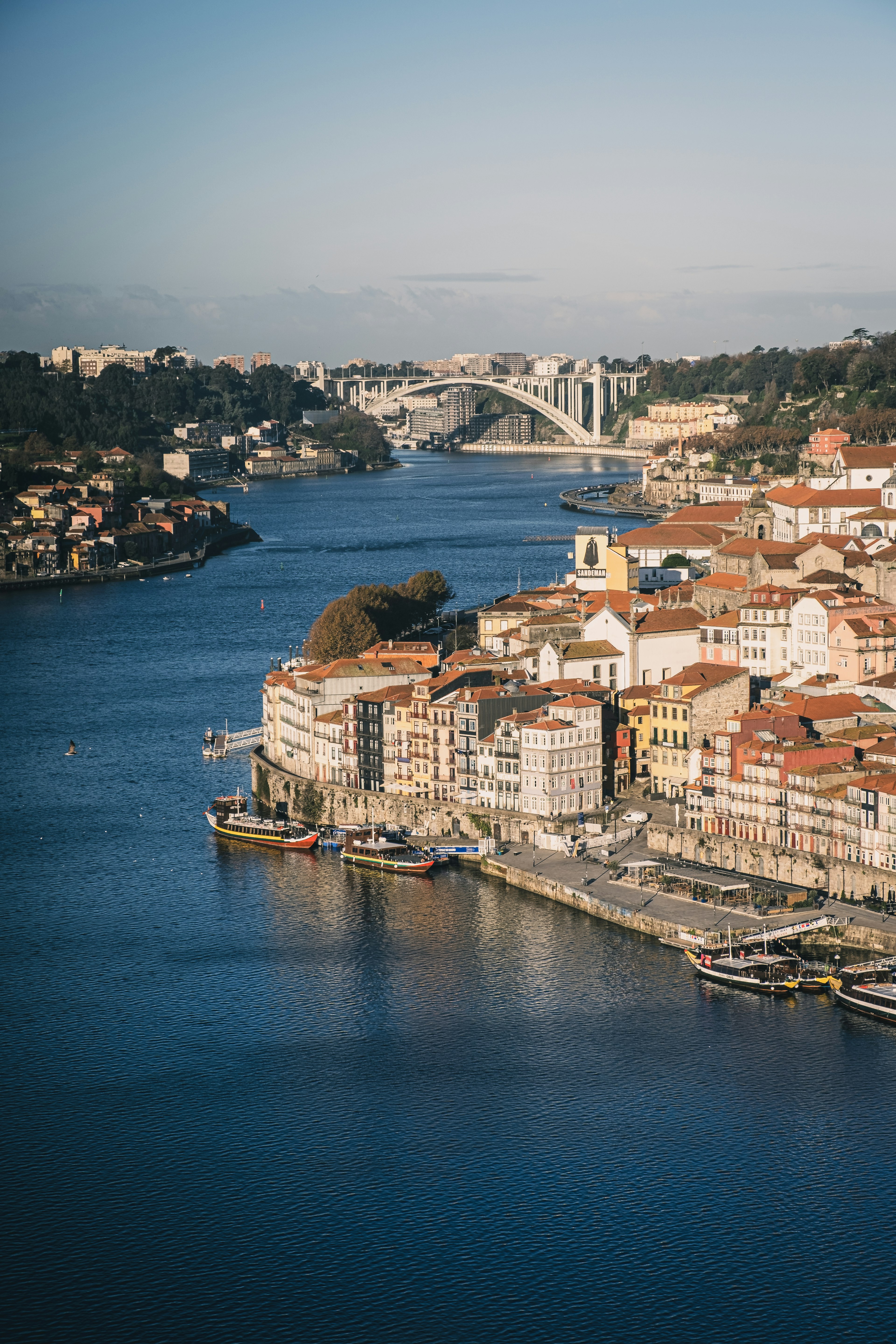 Beau paysage fluvial de Porto avec des bâtiments historiques