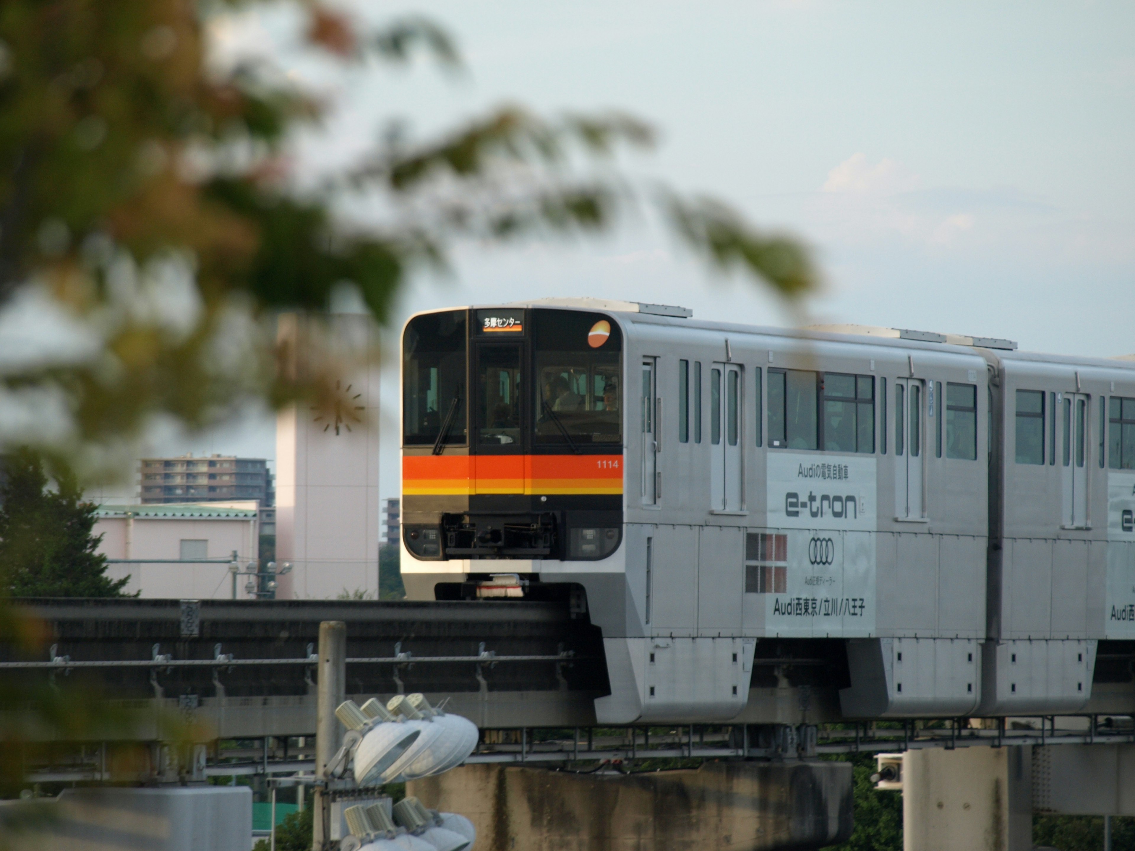 Monorail running against a sky backdrop