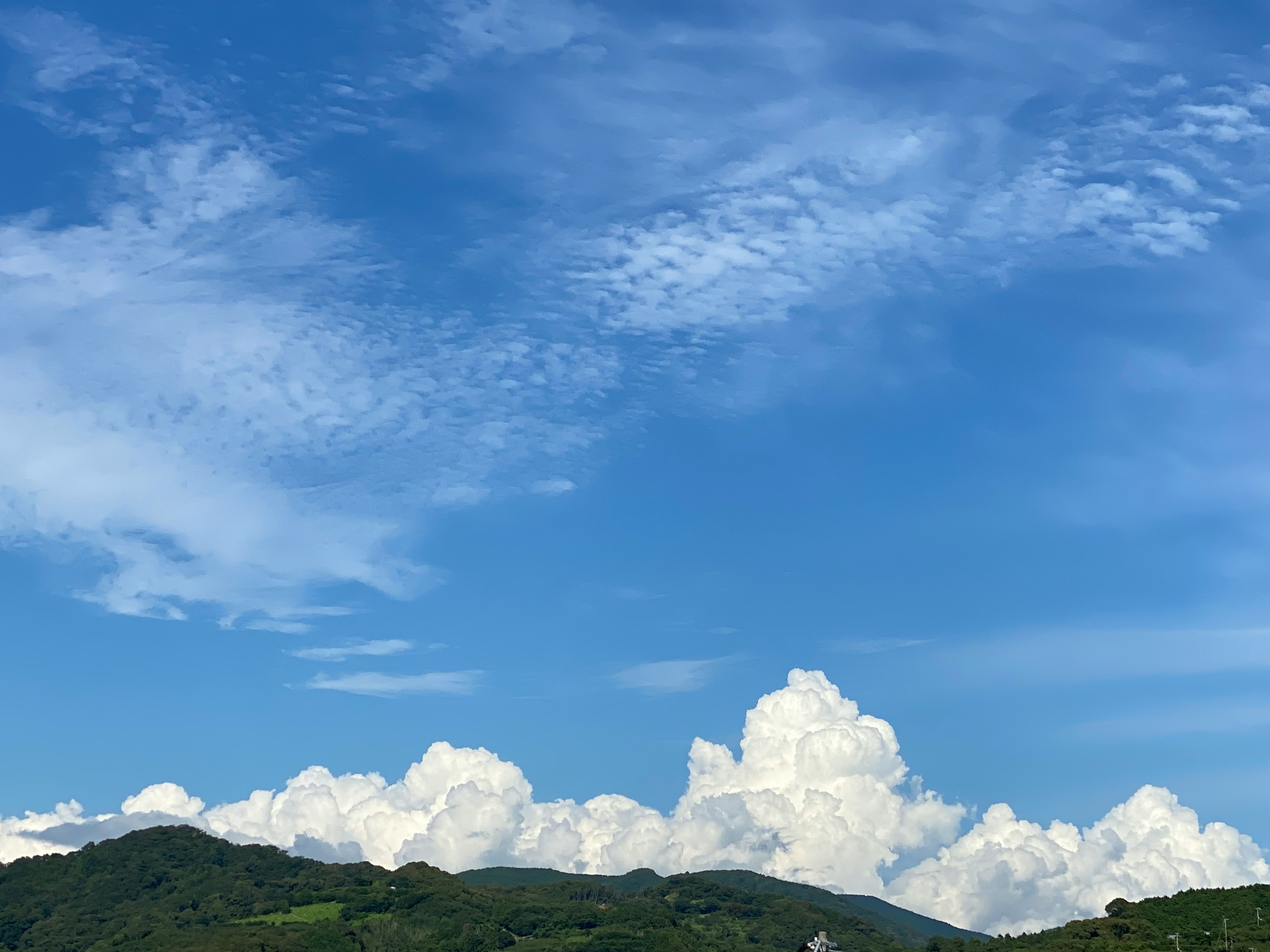 青空と白い雲が広がる風景