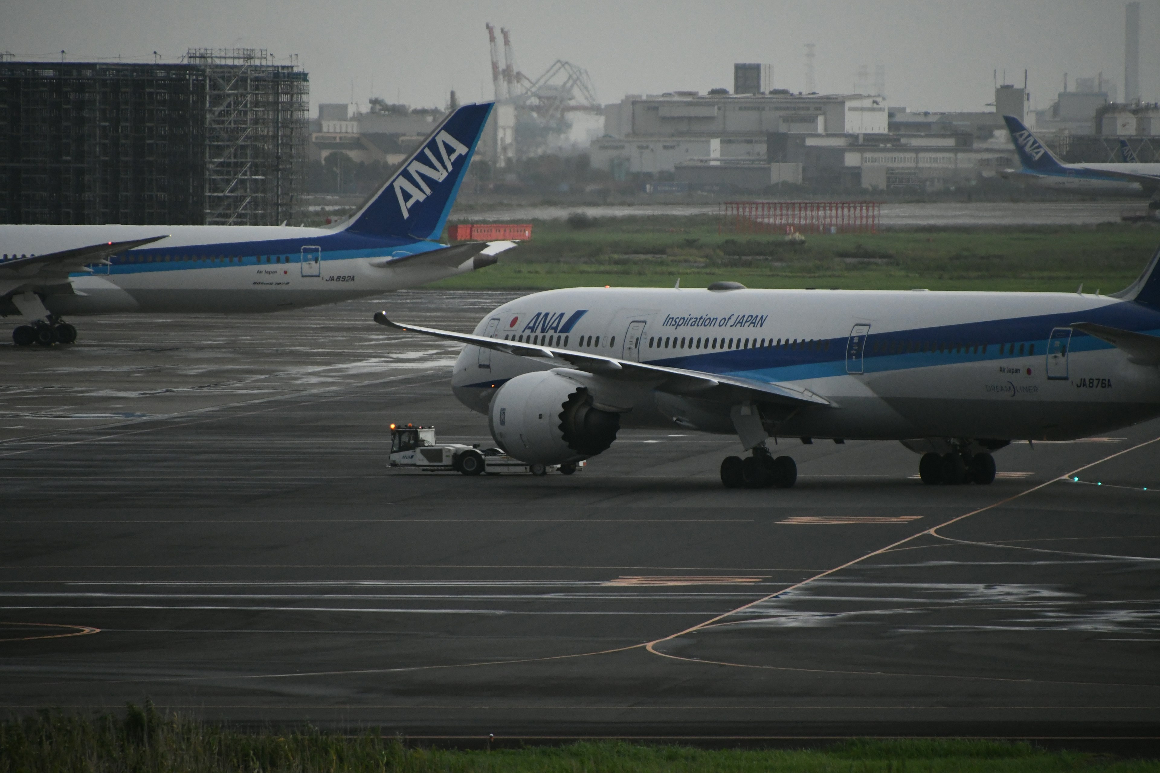 Avión de ANA esperando en la pista