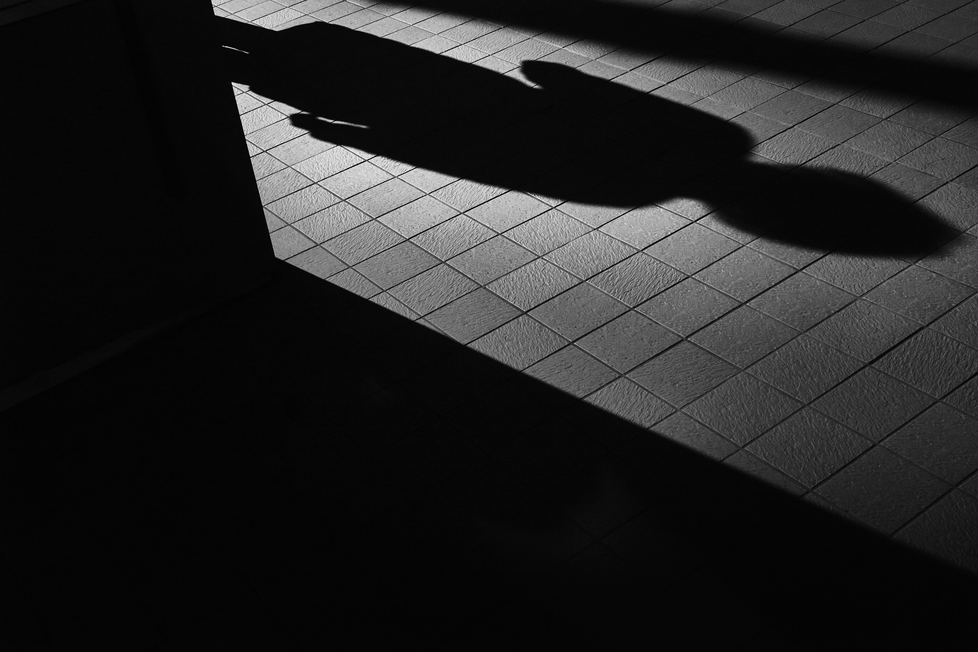 Silhouette of a shadow cast on the floor