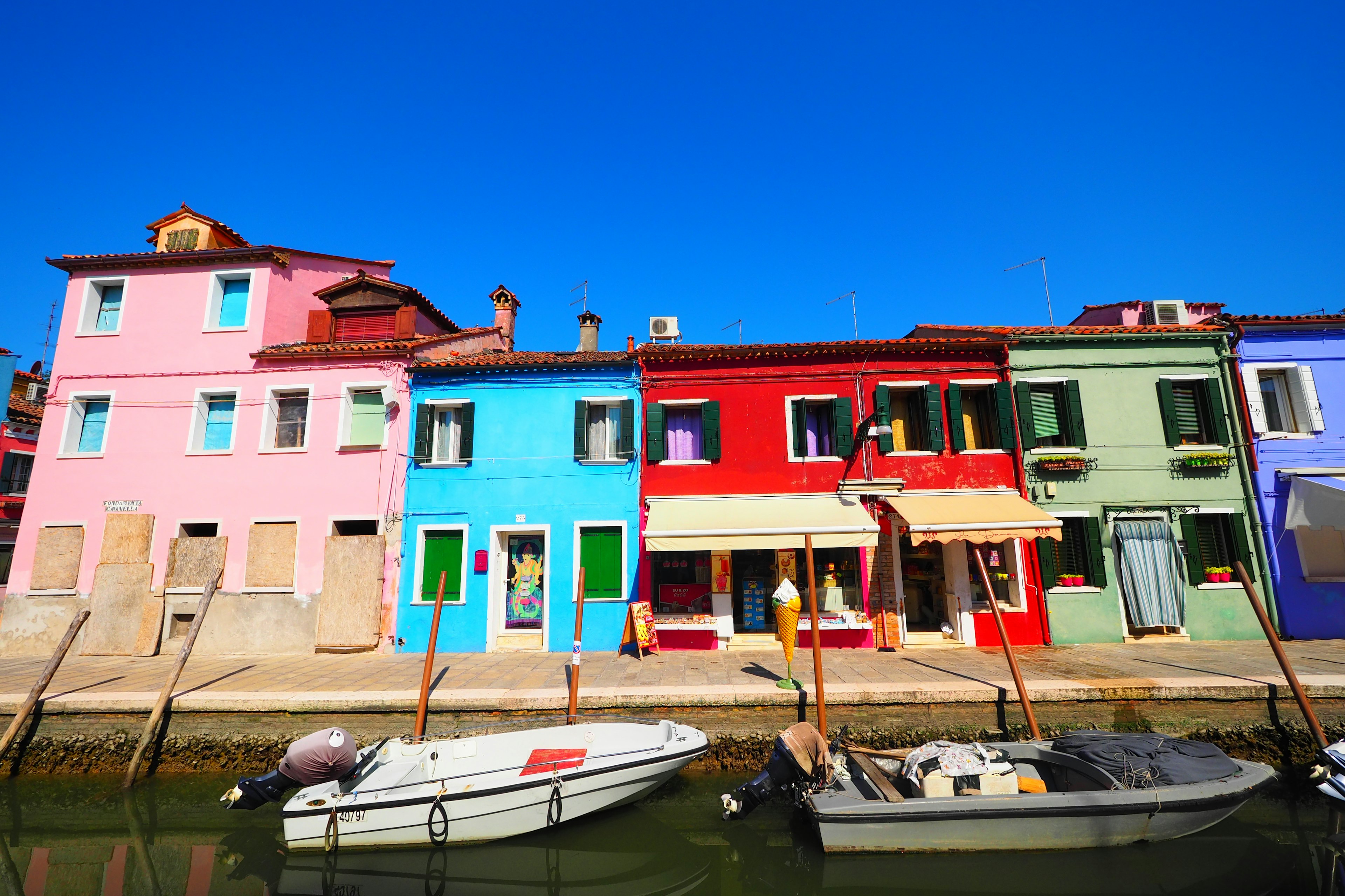 Colorful houses lining a canal