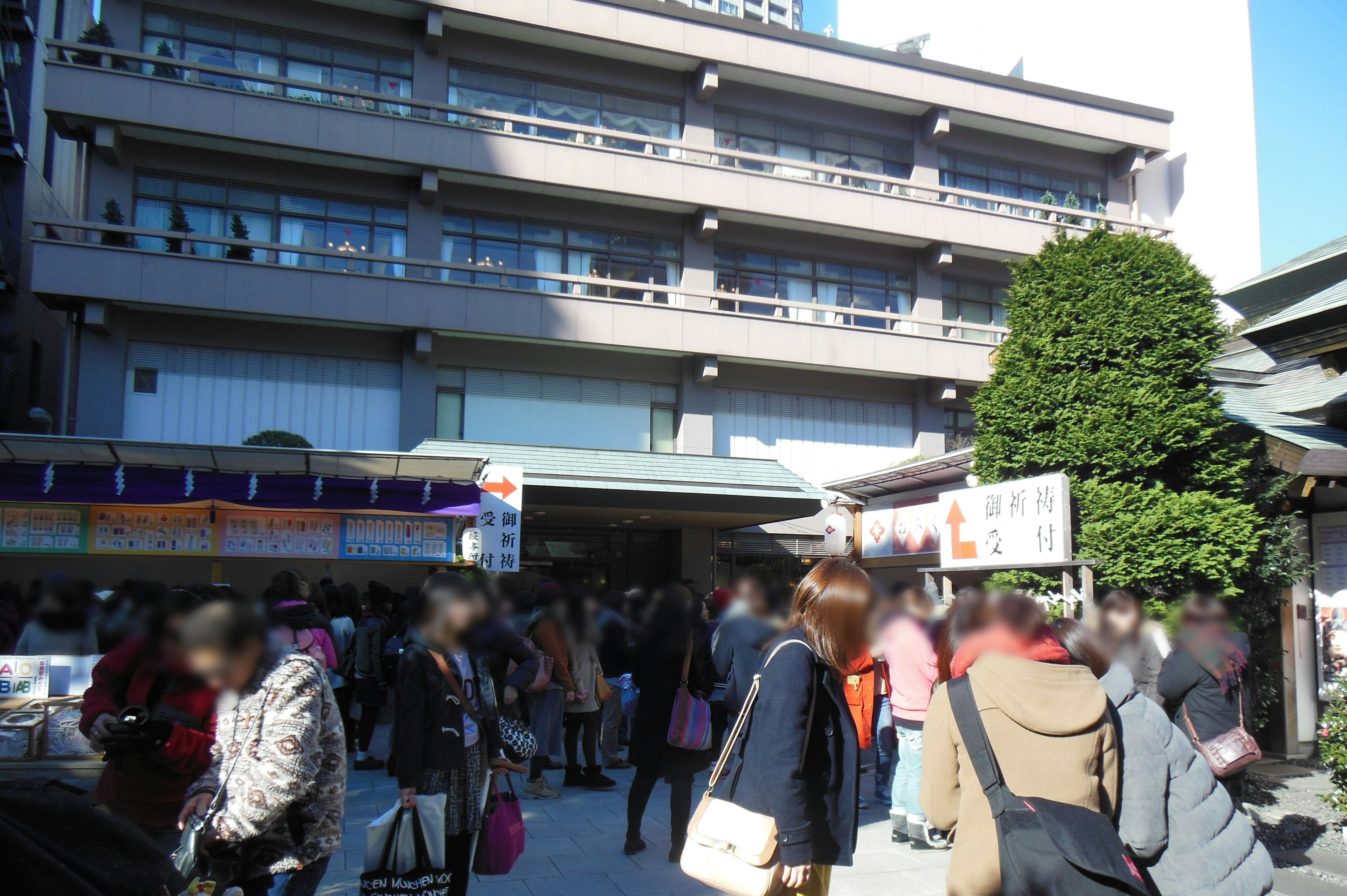 Busy market scene with people bustling around