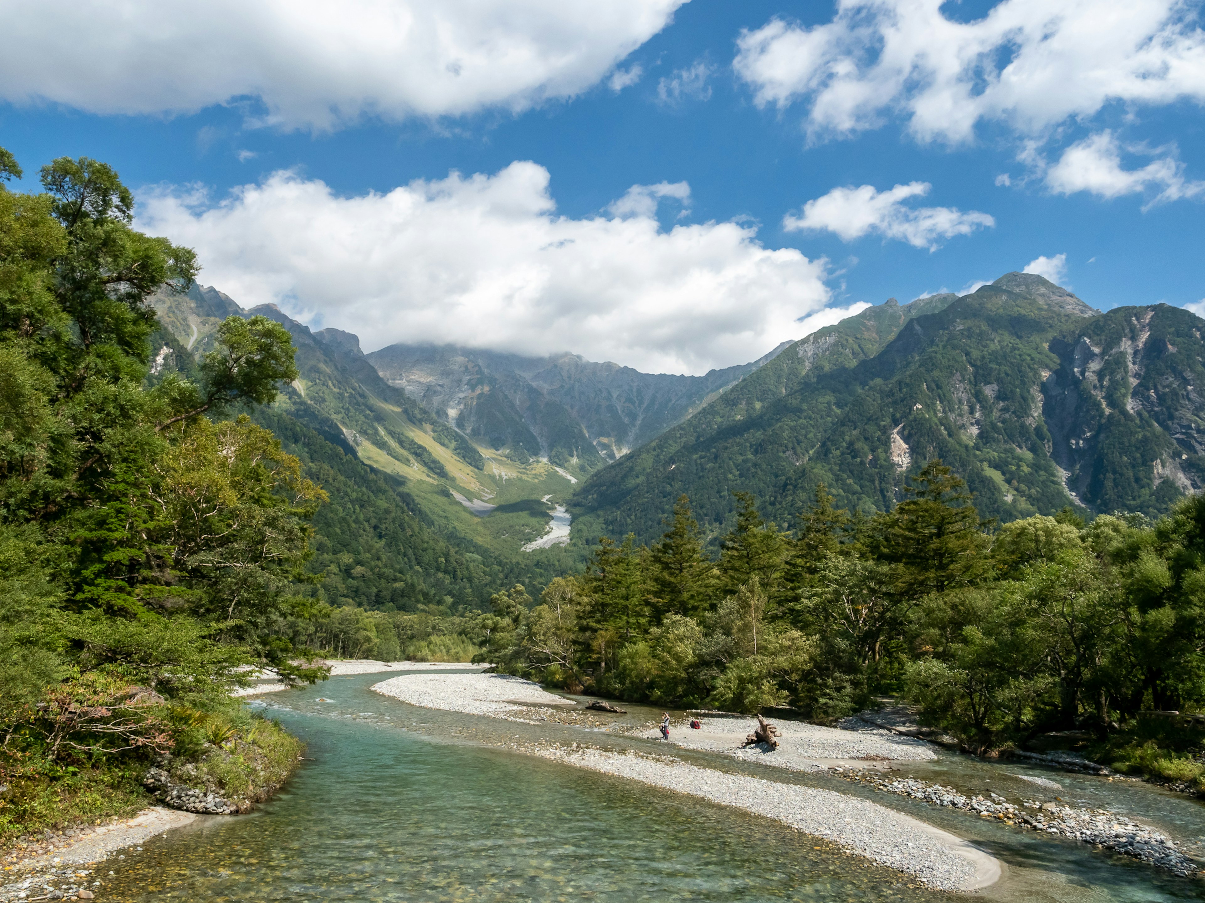 Scenic view of a river winding through lush greenery and mountains