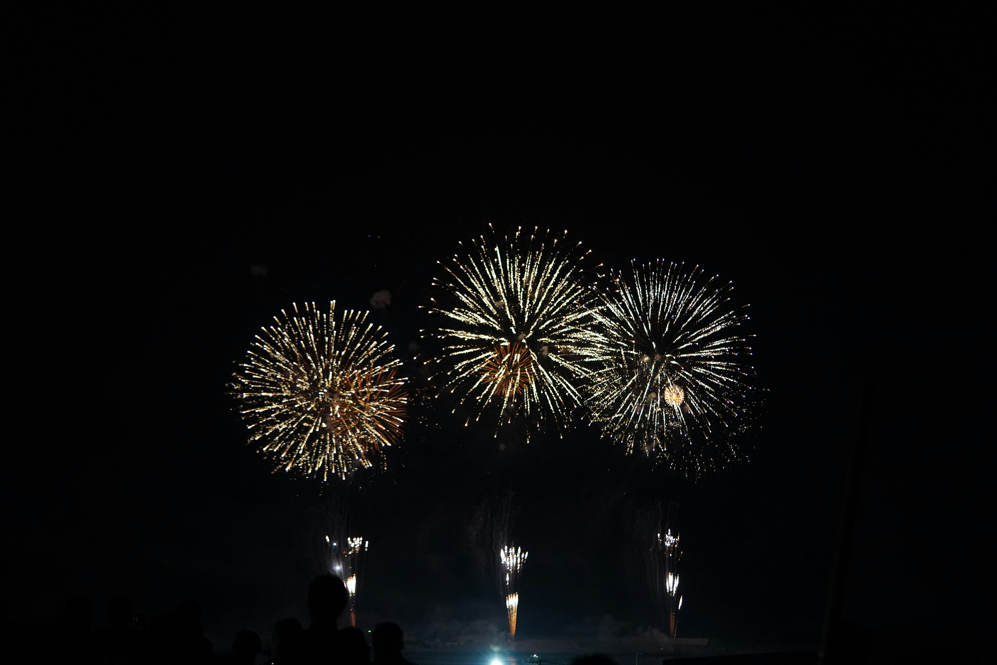 Spectacle de feux d'artifice dans le ciel nocturne avec des éclats colorés